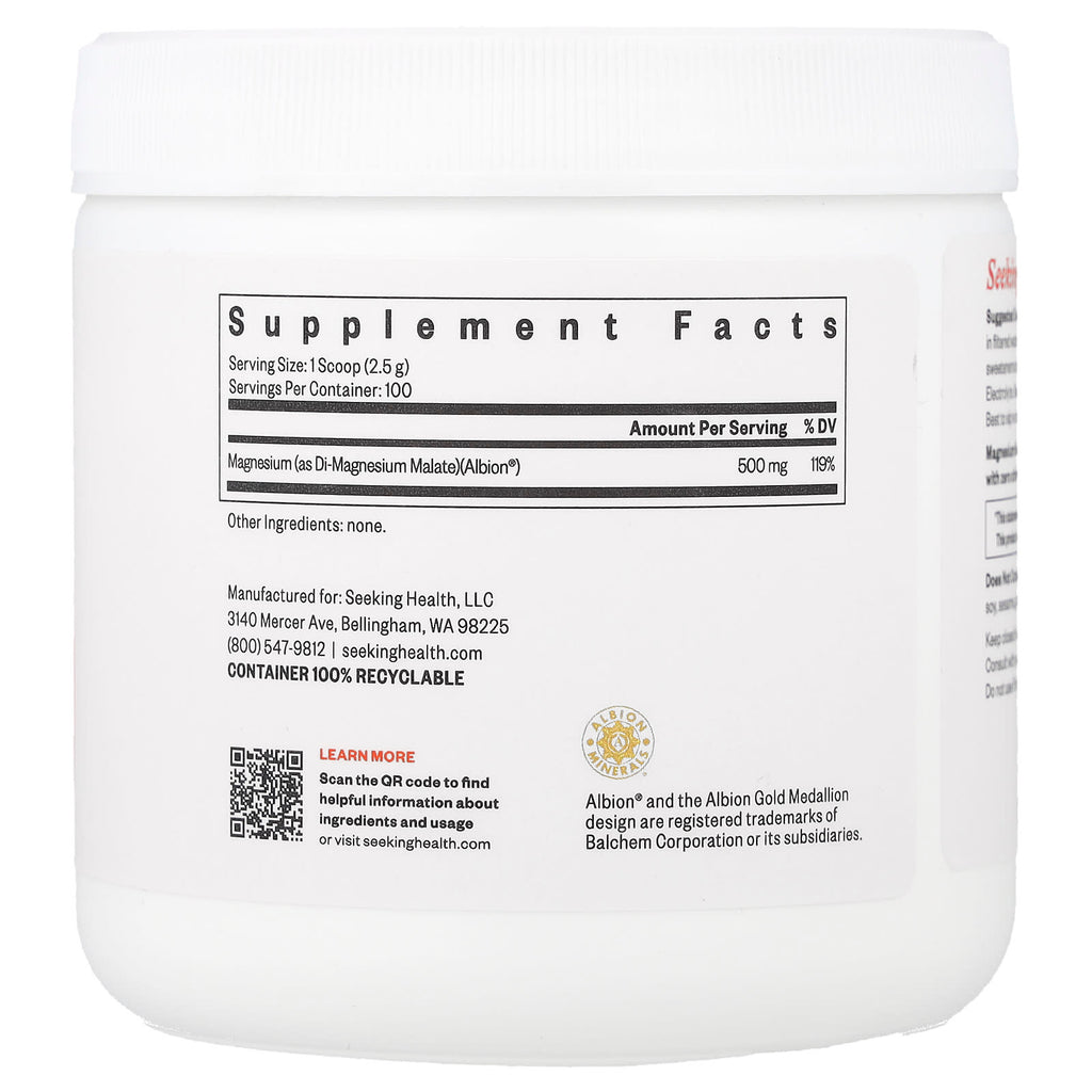 Seeking Health, Magnesium Malate Powder, 500 mg, 8.82 oz (250 g)