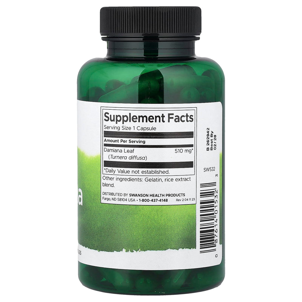 Swanson, Full Spectrum® Damiana, 510 mg, 100 Capsules