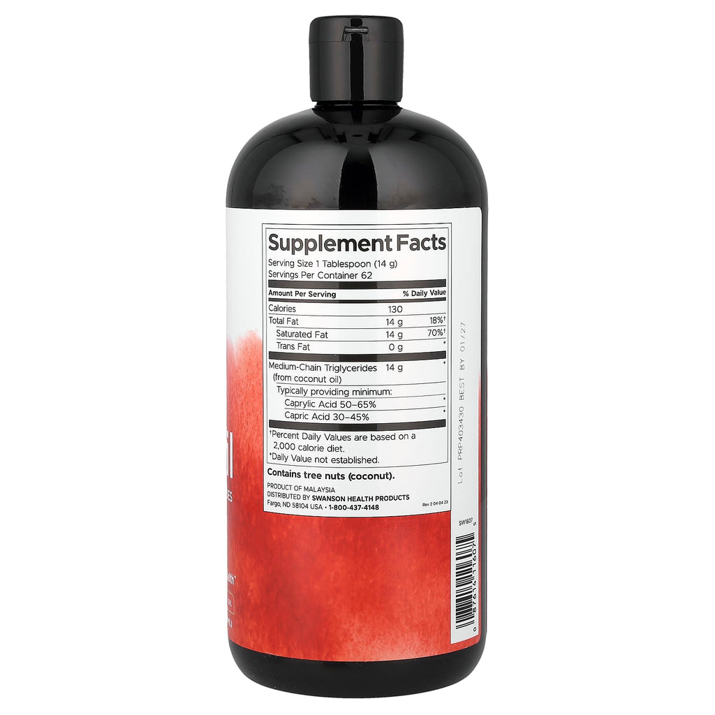 Swanson, 100% Pure MCT Oil, 14 g, 32 fl oz (946 ml)
