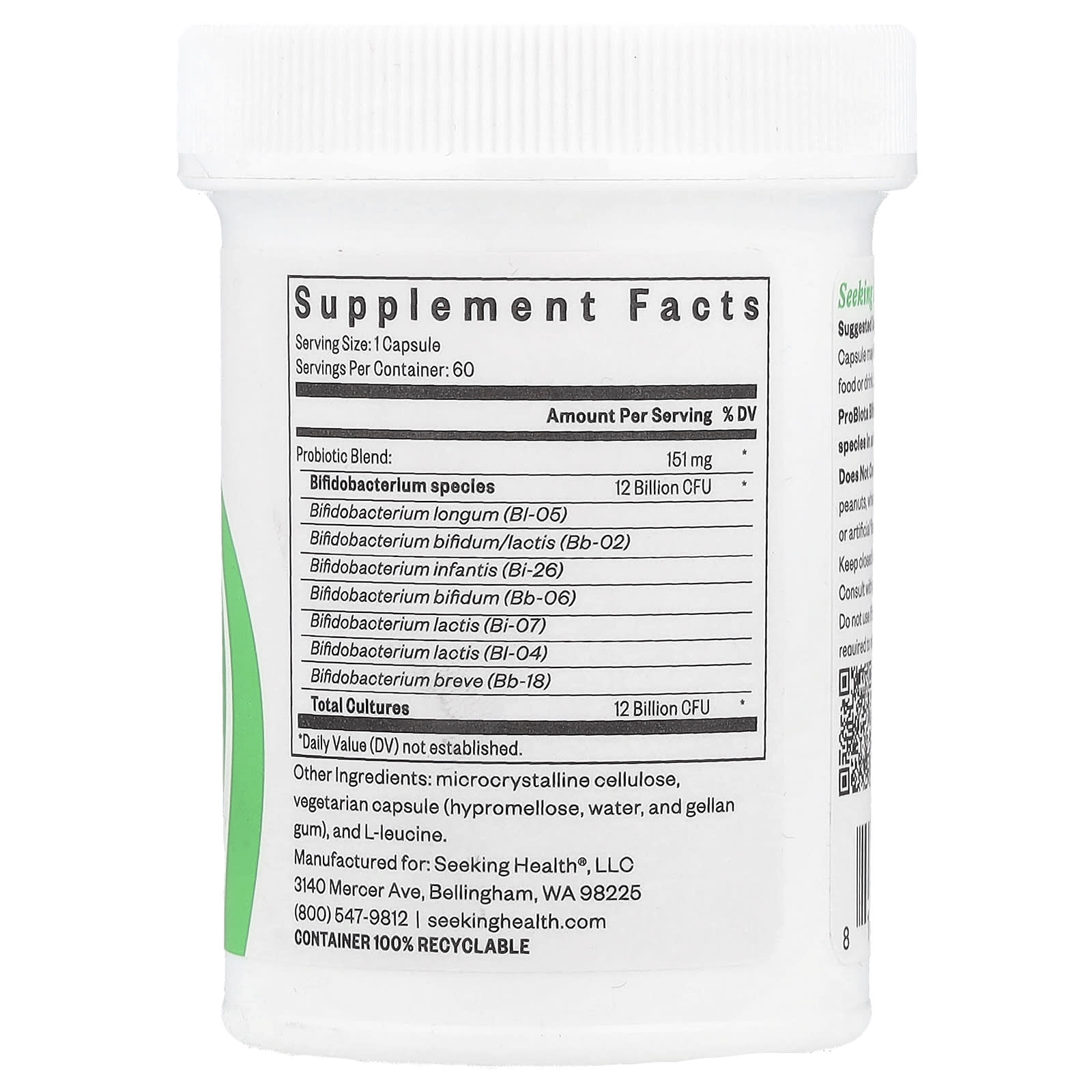 Seeking Health, ProBiota Bifidobacterium, 12 Billion CFU, 60 Capsules