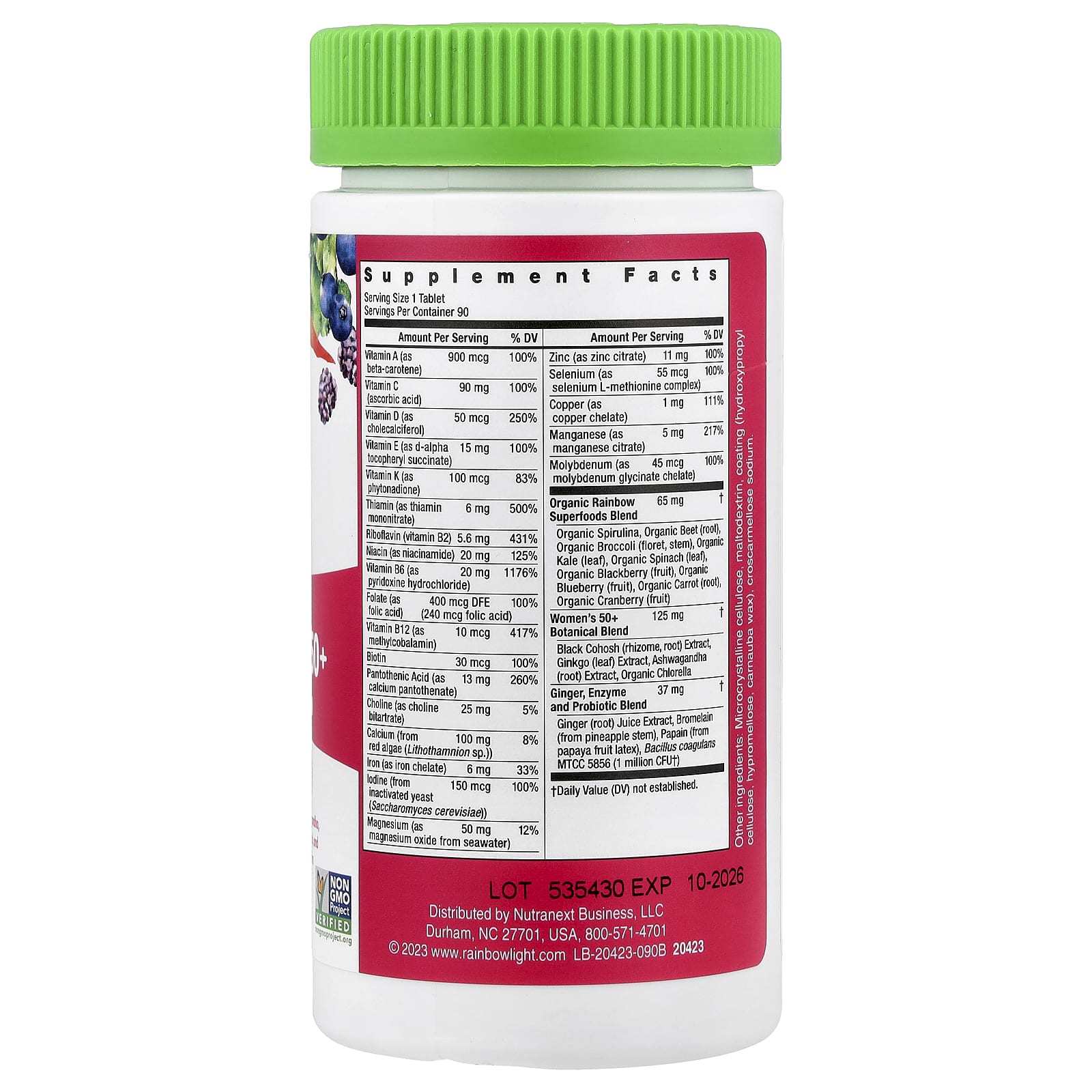 Rainbow Light, Women's One™ 50+ Daily Multivitamin, High Potency, 90 Vegetarian Tablets