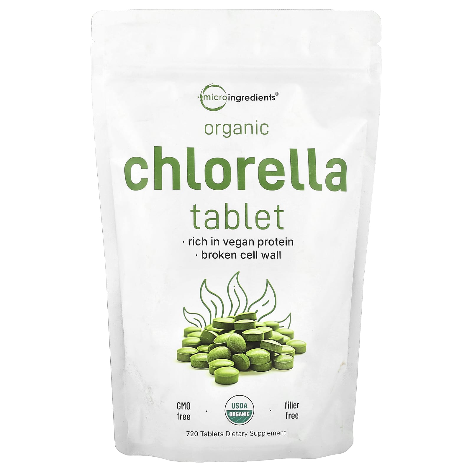Micro Ingredients, Organic Chlorella Tablet, 720 Tablets (0.5 g per Tablet)