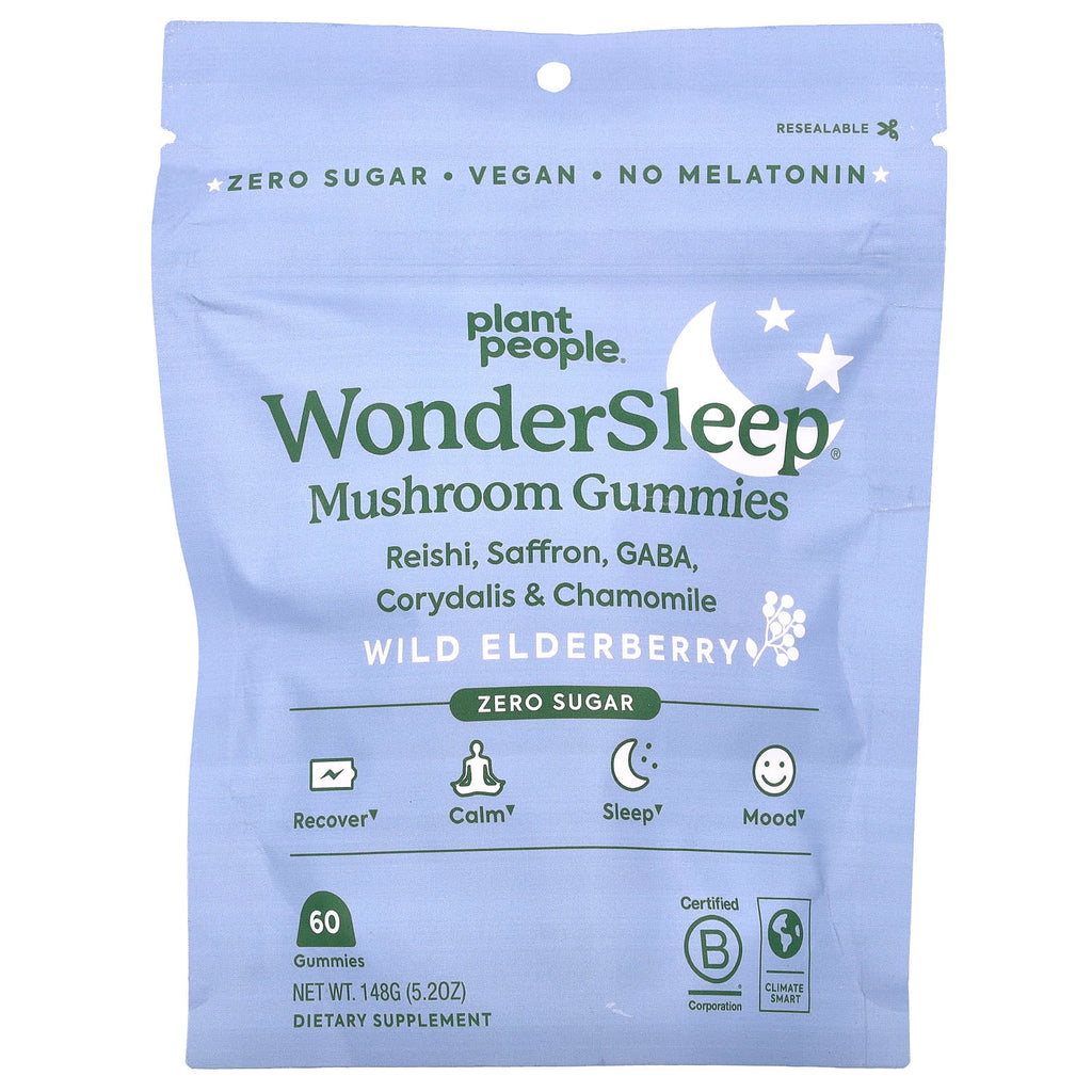 Plant People, WonderSleep®, Mushroom Gummies, Wild Elderberry, 60 Gummies, 5.2 oz (148 g)
