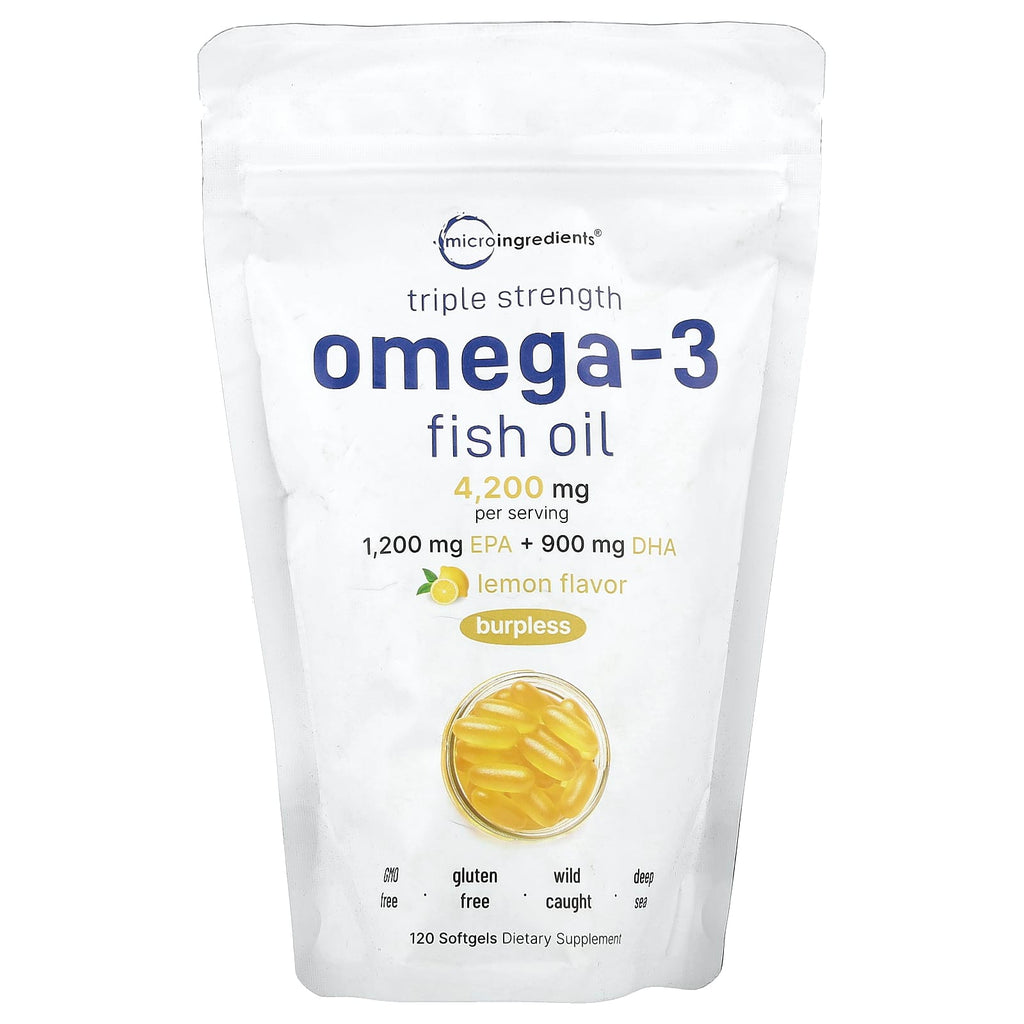 Micro Ingredients, Omega-3 Fish Oil, Triple Strength, Lemon, 120 Softgels (1,400 mg per Softgel)