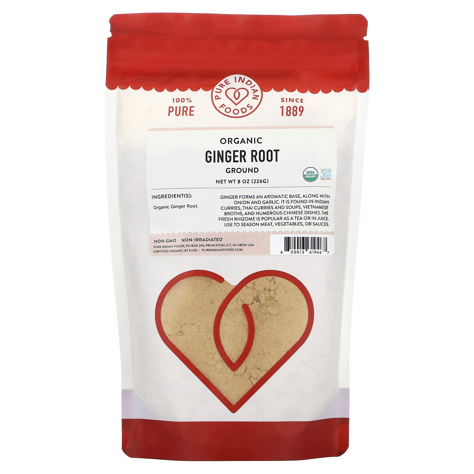 Pure Indian Foods, Organic Ginger Root, Ground, 8 oz (226 g)