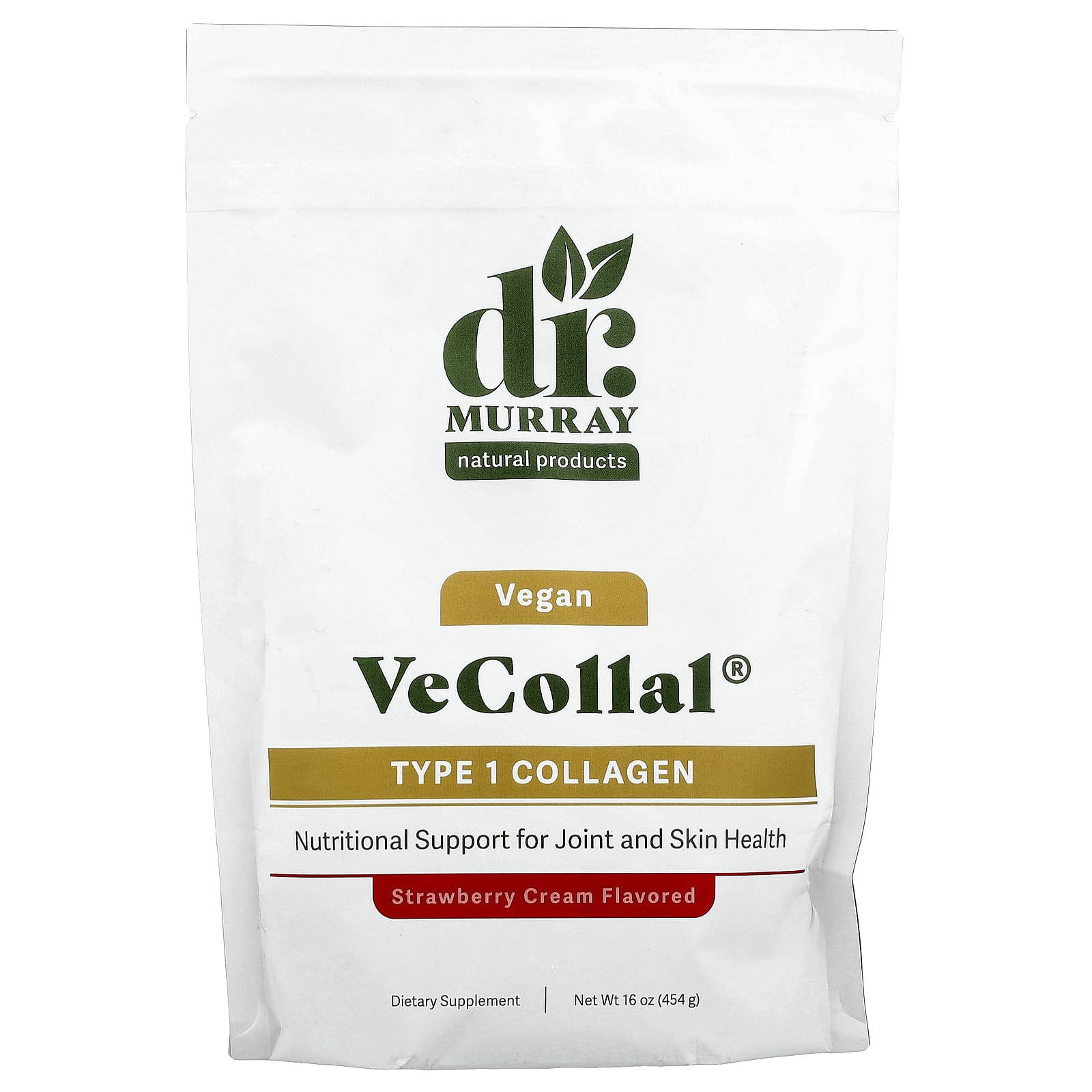 Dr. Murray's, VeCollal®, Vegan Type 1 Collagen, Strawberry Cream, 16 oz (454 g)