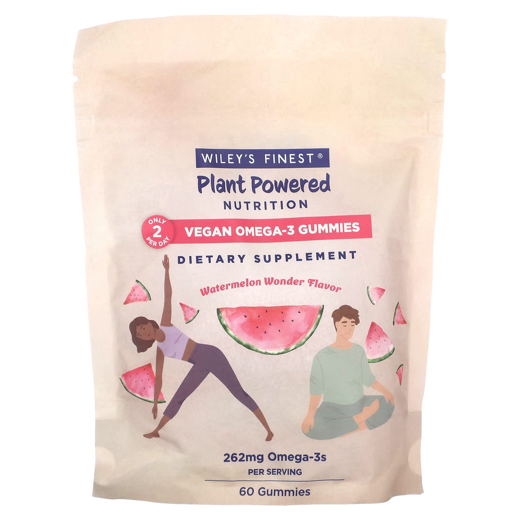 Wiley's Finest, Plant Powered Nutrition, Vegan Omega-3 Gummies, Watermelon Wonder, 60 Gummies