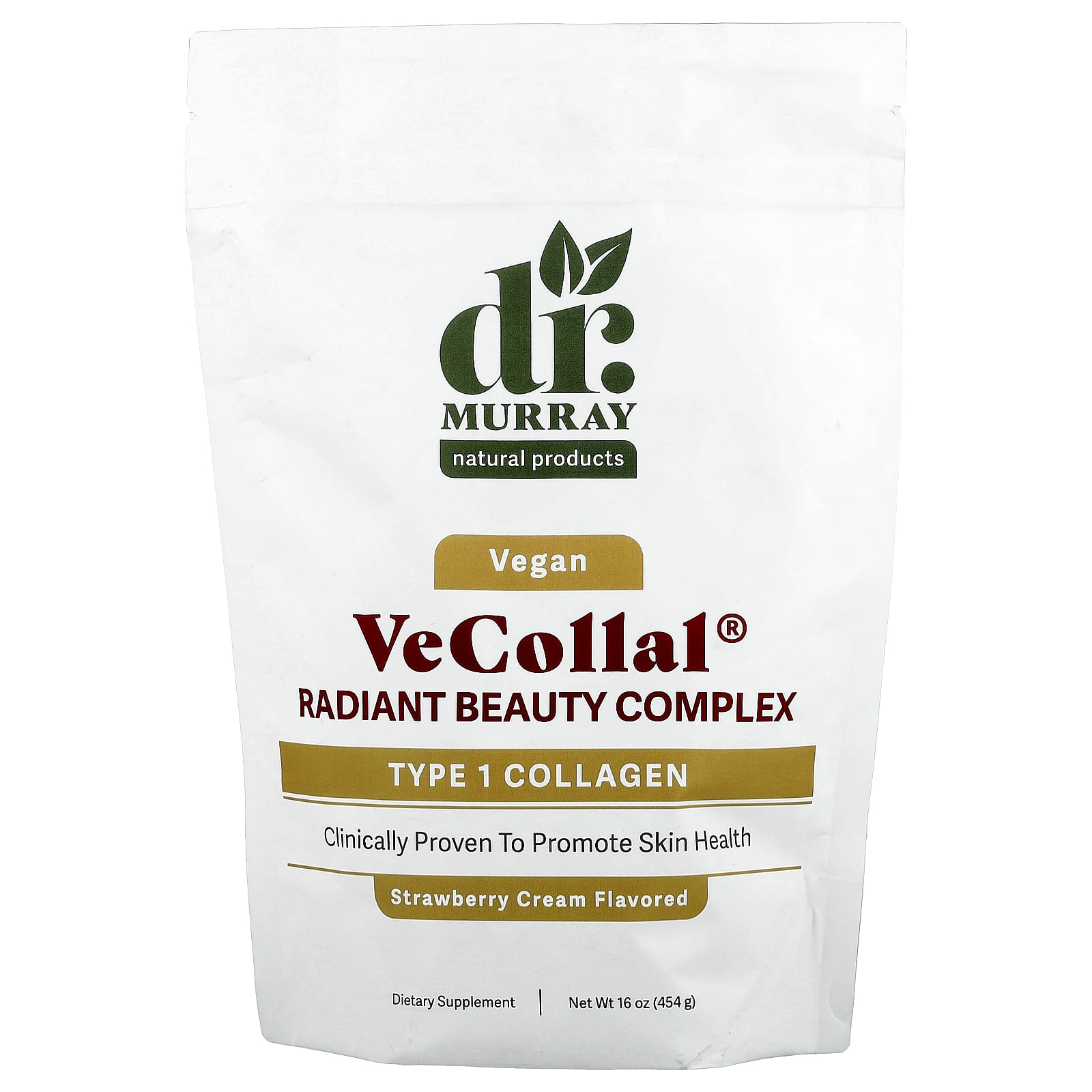 Dr. Murray's, VeCollal®, Vegan Radiant Beauty Complex, Strawberry Cream, 16 oz (454 g)