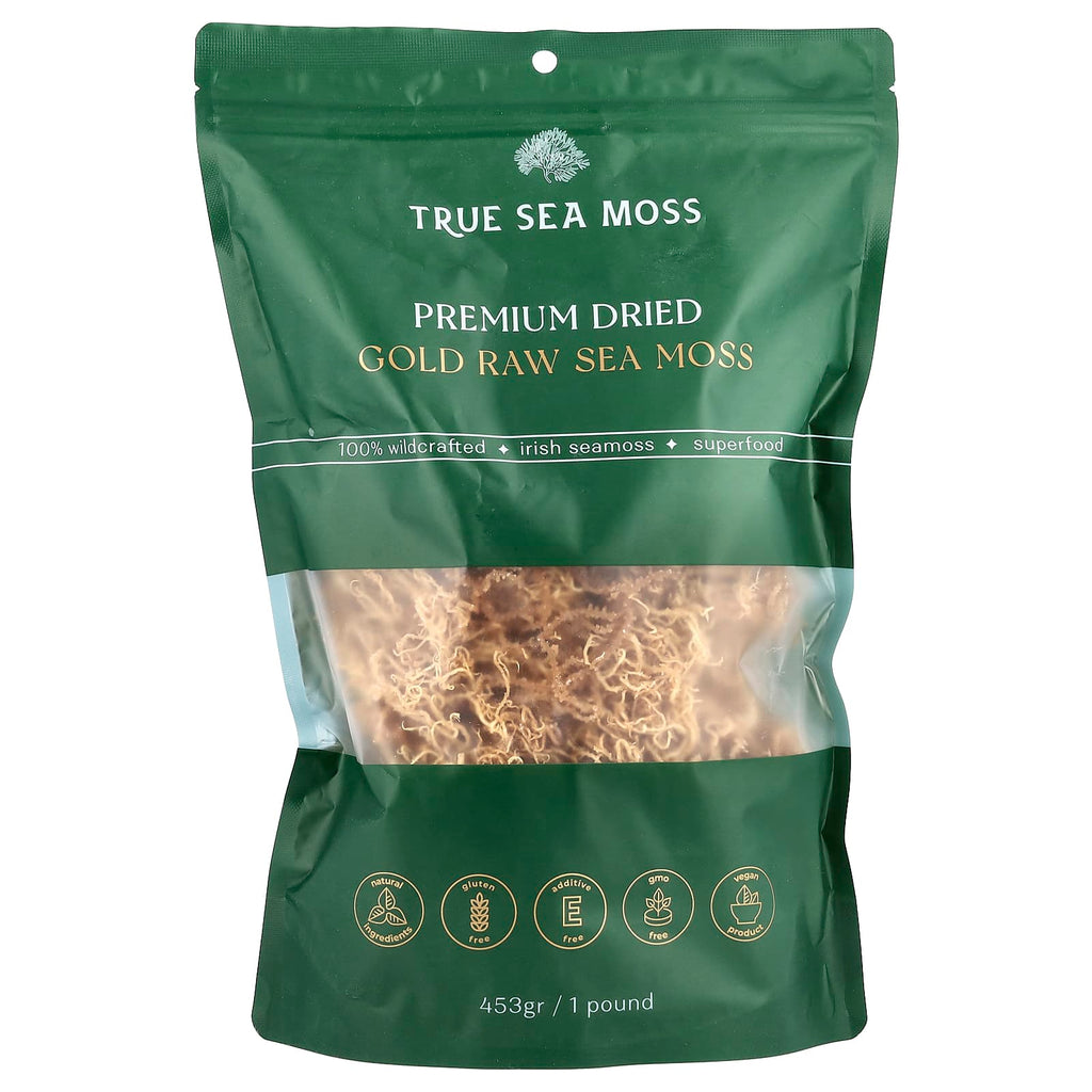 True Sea Moss, Premium Dried Gold Raw Sea Moss, 1 lb (453 g)