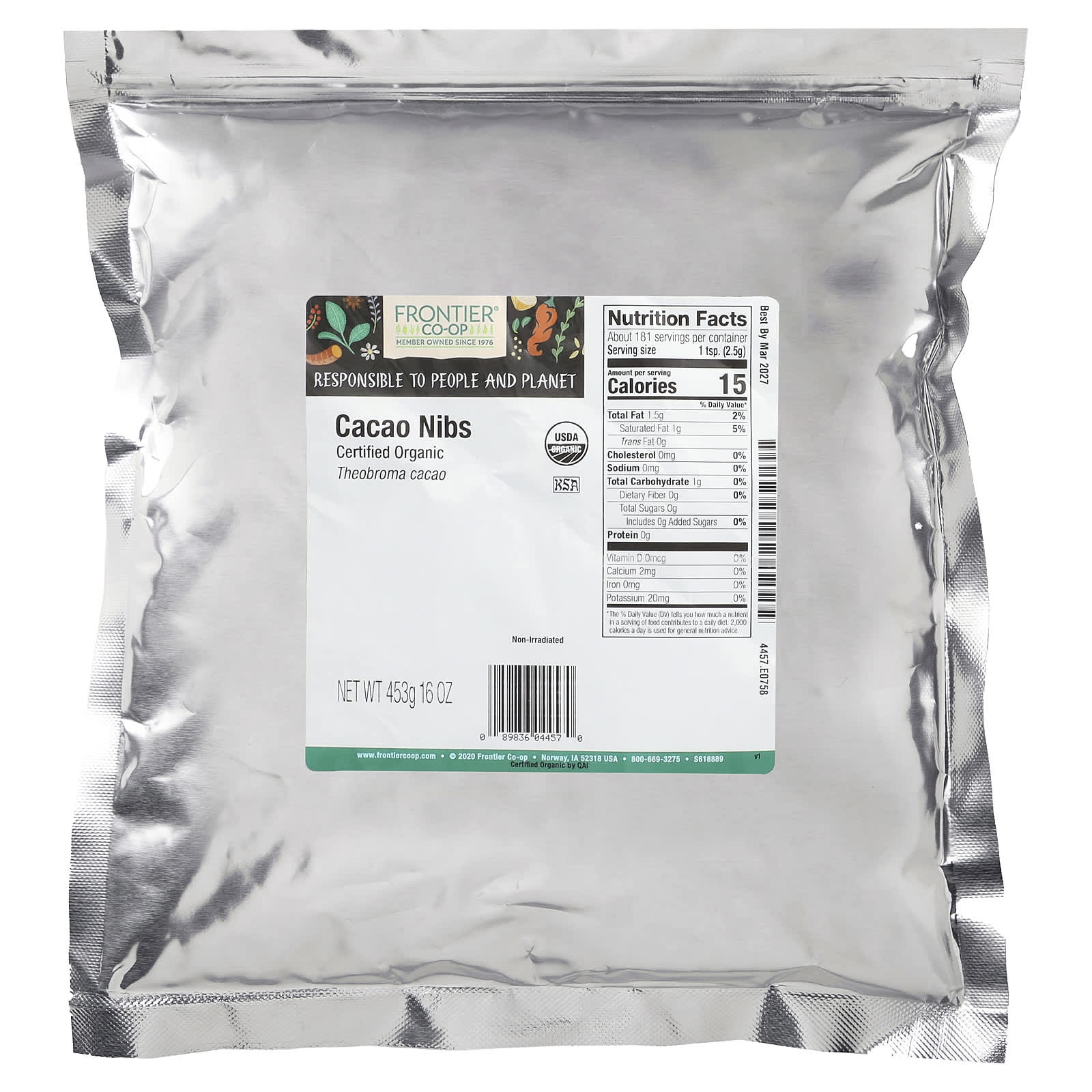 Frontier Co-op, Organic Cacao Nibs, 16 oz (453 g)