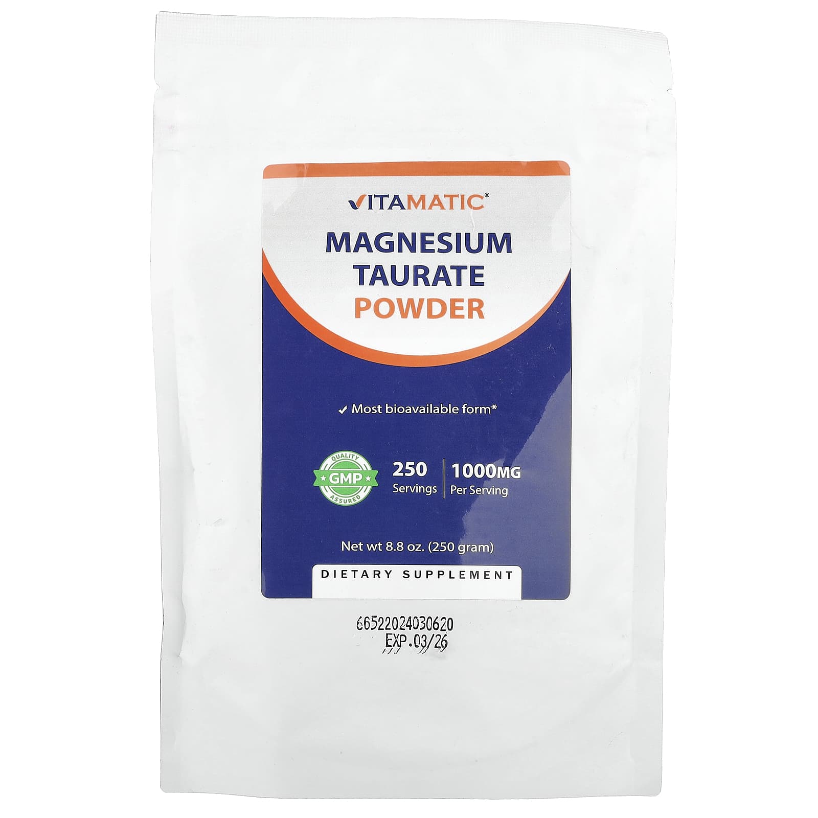 Vitamatic, Magnesium Taurate Powder , 8.8 oz (250 g)