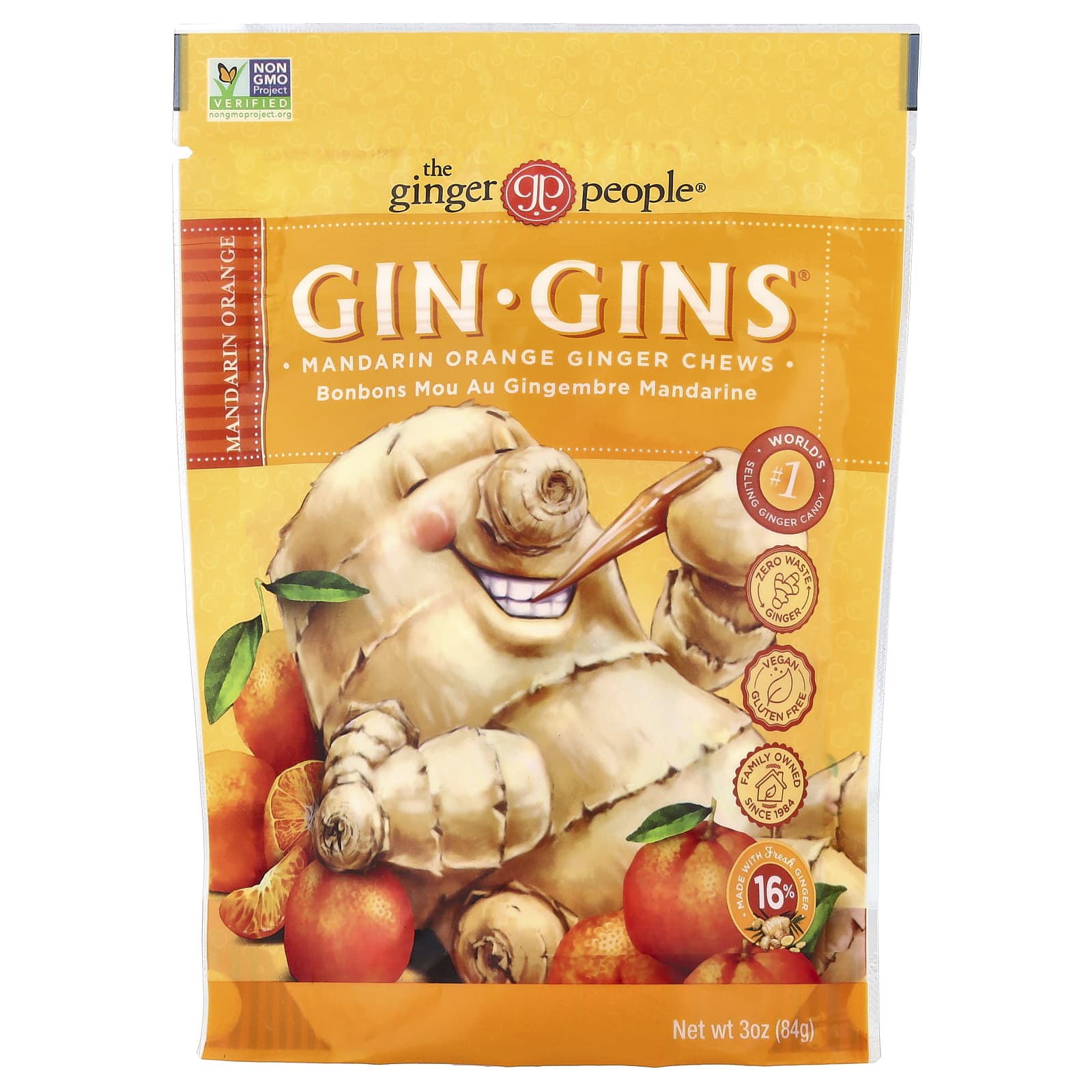 The Ginger People, Gin Gins®, Ginger Chews, Mandarin Orange, 3 oz (84 g)