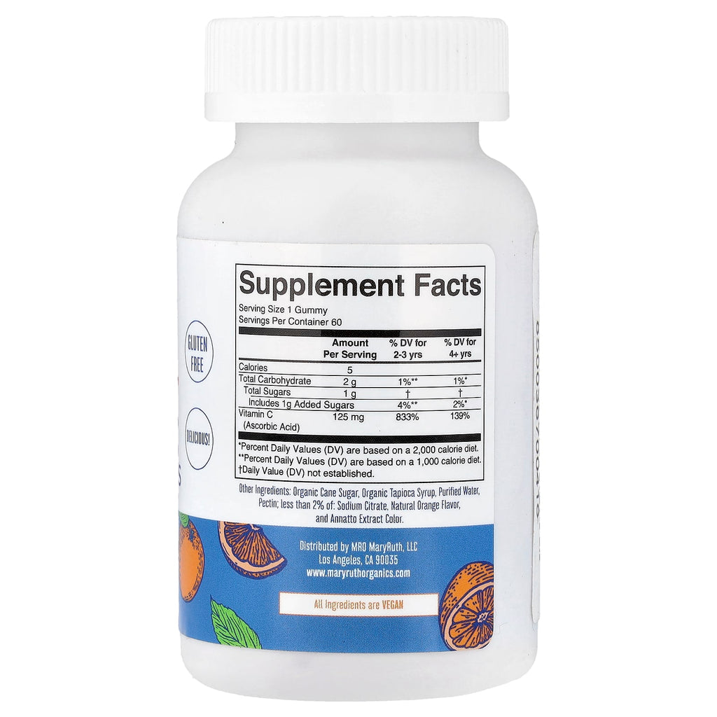 MaryRuth's, Vitamin C Gummies, Ages 2+, Orange , 60 Gummies (125 mg per Gummy)