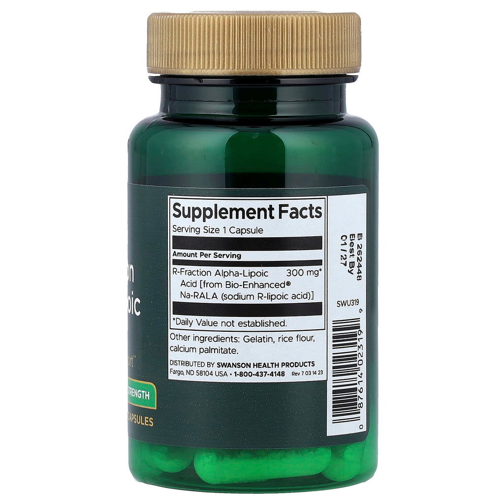 Swanson, R-Fraction Alpha Lipoic Acid, Triple Strength, 300 mg, 30 Capsules