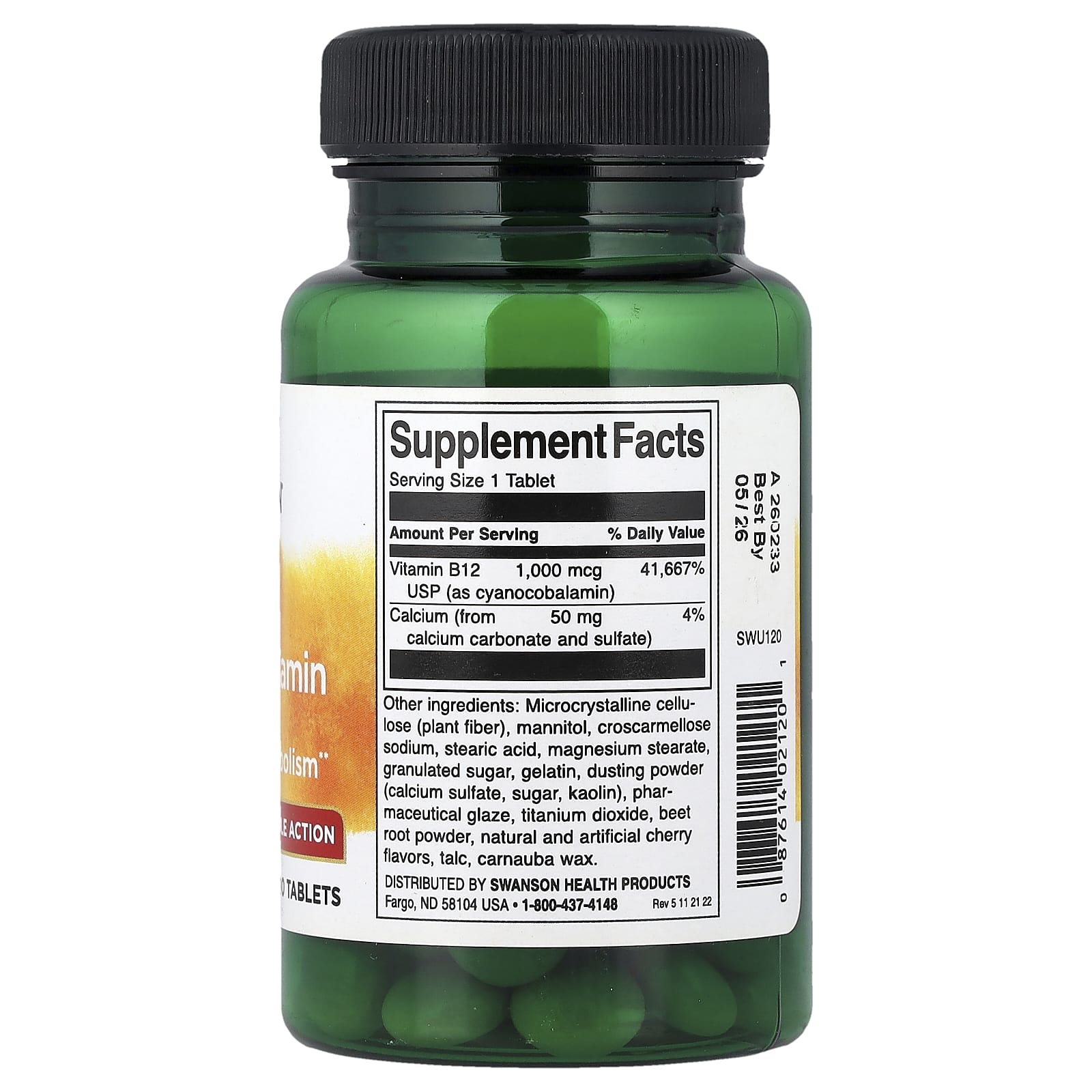 Swanson, Vitamin B12 Cyanocobalamin, Triple Action, 1,000 mcg, 90 Tablets