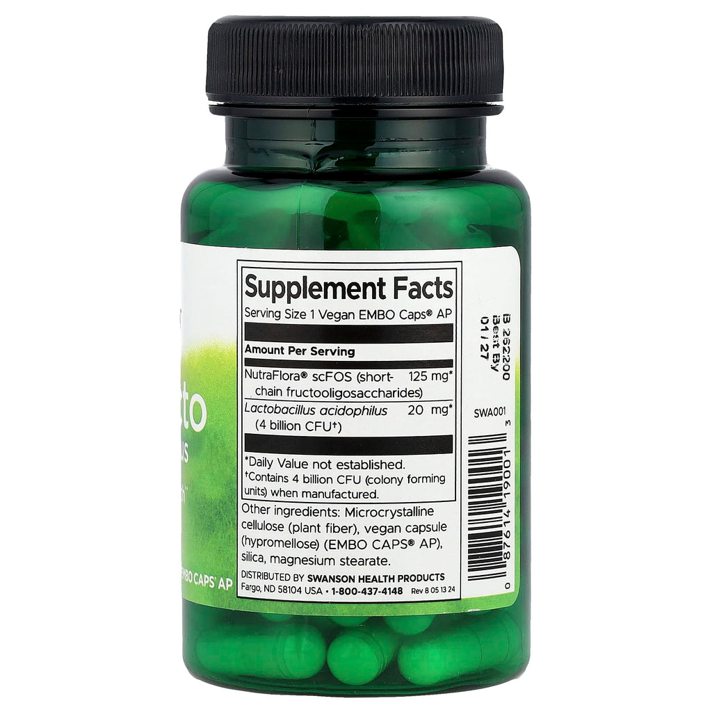 Swanson, ProLacto Acidophilus, 4 Billion CFU, 60 Vegan EMBO Caps® AP