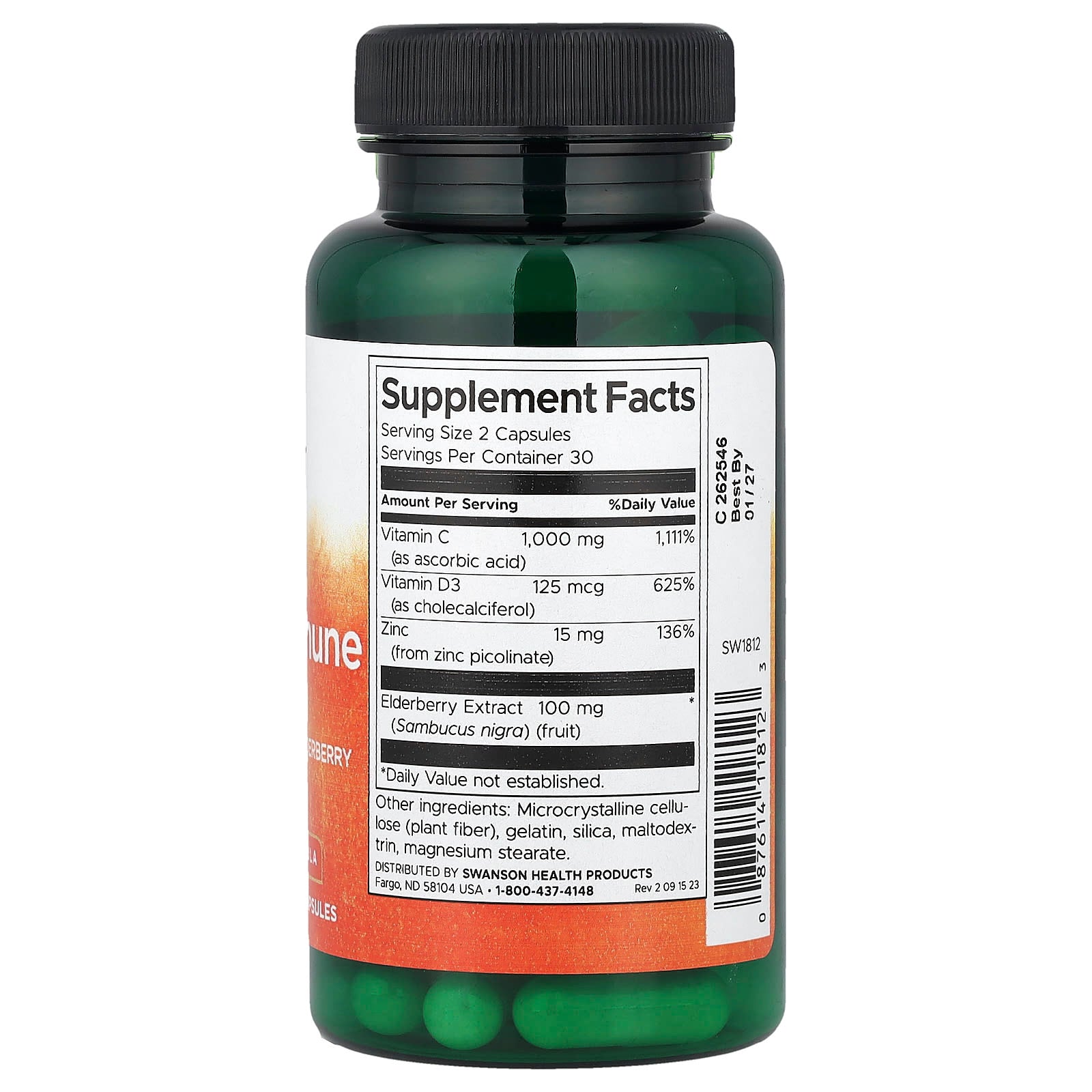 Swanson, High Potency Ultimate Immune Defense with Vitamin C, D, Zinc & Elderberry, 60 Capsules