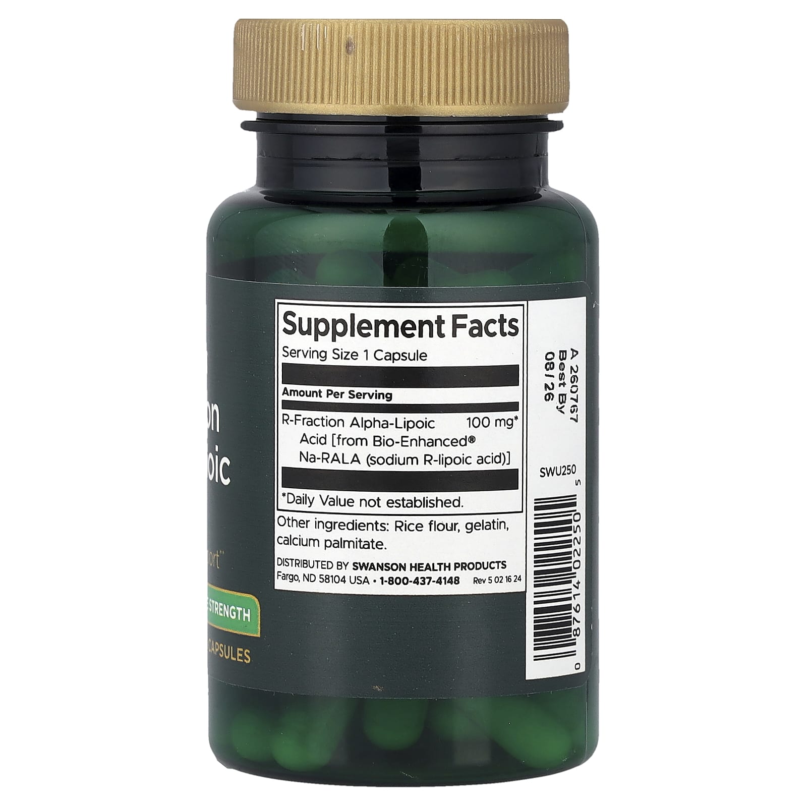 Swanson, R-Fraction Alpha Lipoic Acid, 100 mg, 60 Capsules