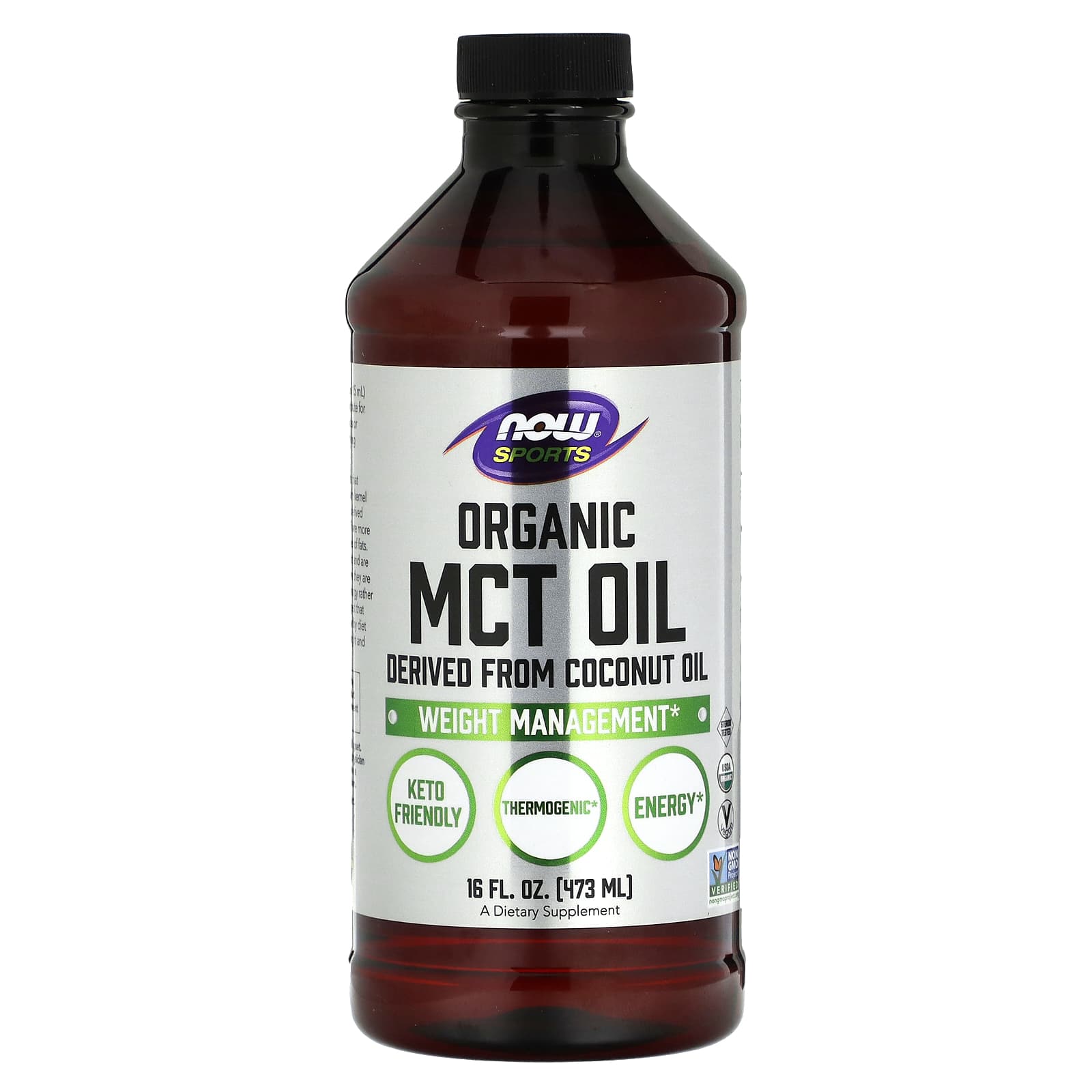 NOW Foods, Sports, Organic MCT Oil, 14 g, 16 fl oz (473 ml)