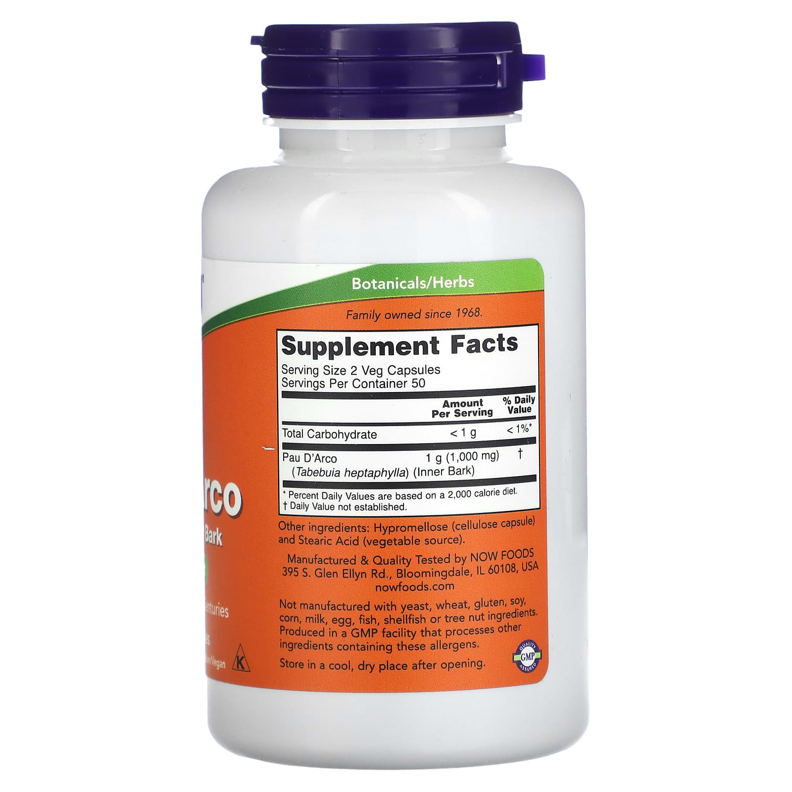 NOW Foods, Pau D'Arco, 500 mg, 100 Veg Capsules