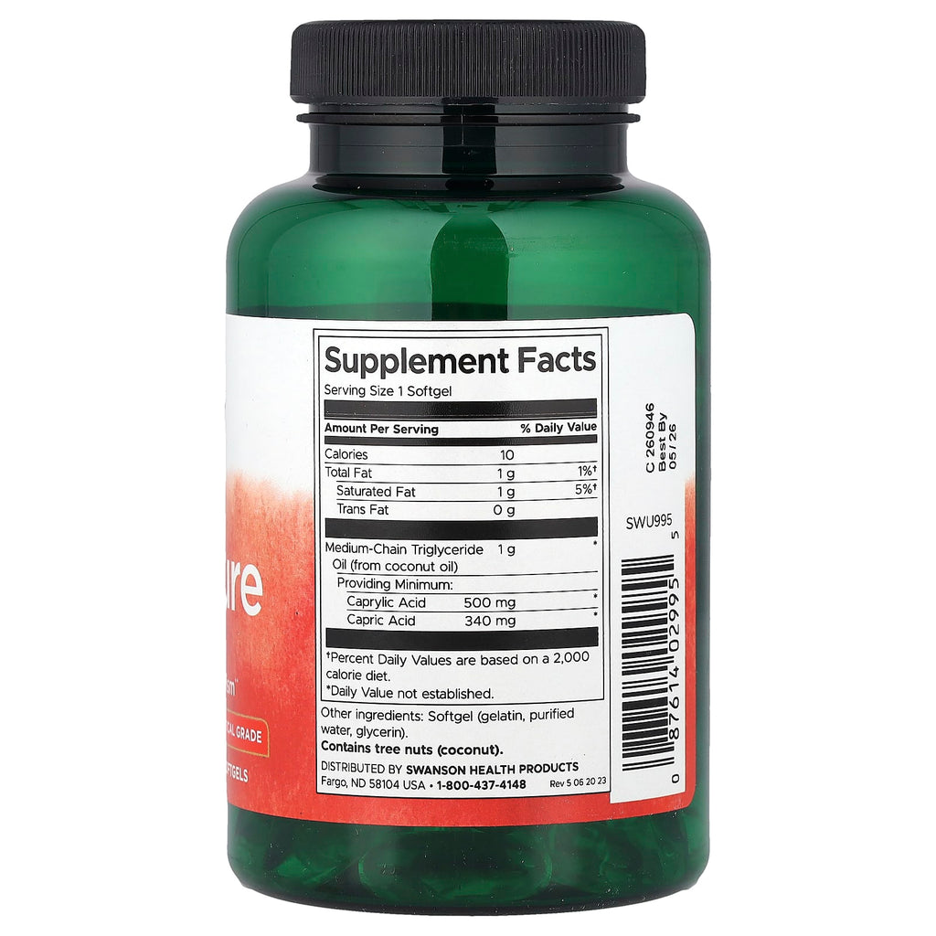 Swanson, MCT Pure, 1,000 mg, 90 Softgels