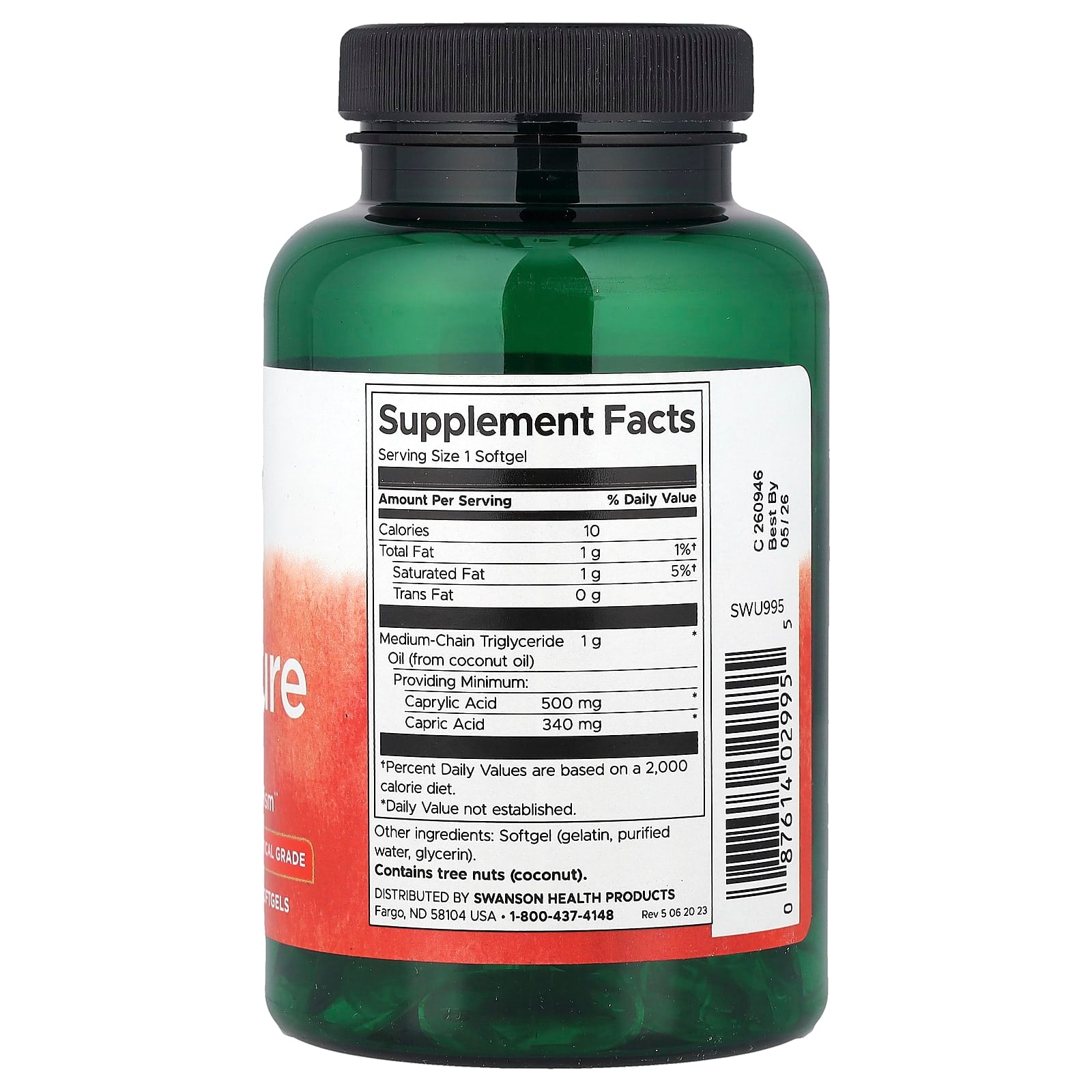 Swanson, MCT Pure, 1,000 mg, 90 Softgels