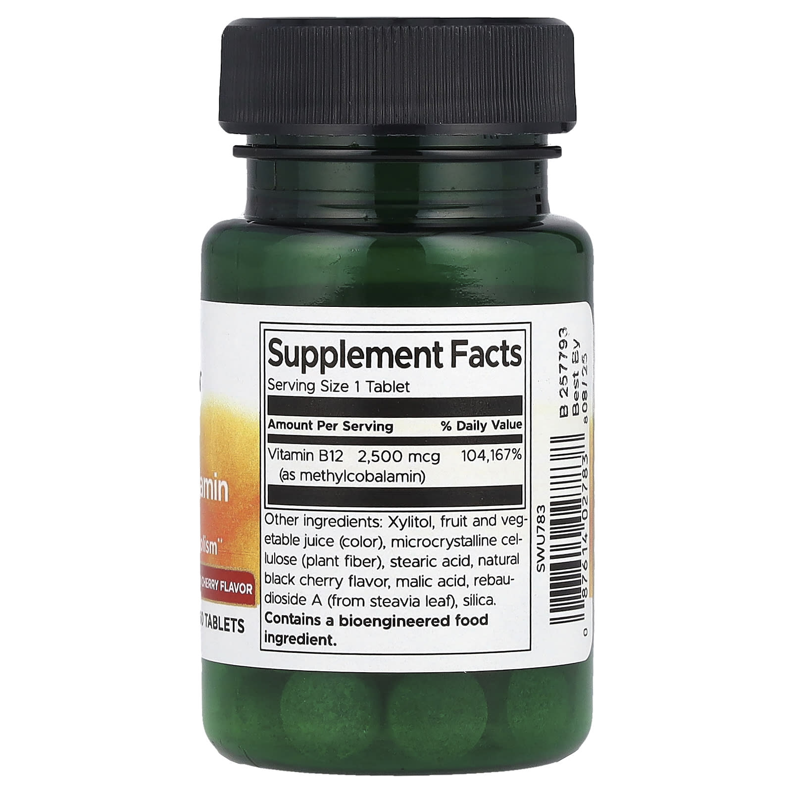 Swanson, Vitamin B12, (Methylcobalamin), Natural Black Cherry, 2,500 mcg, 60 Tablets