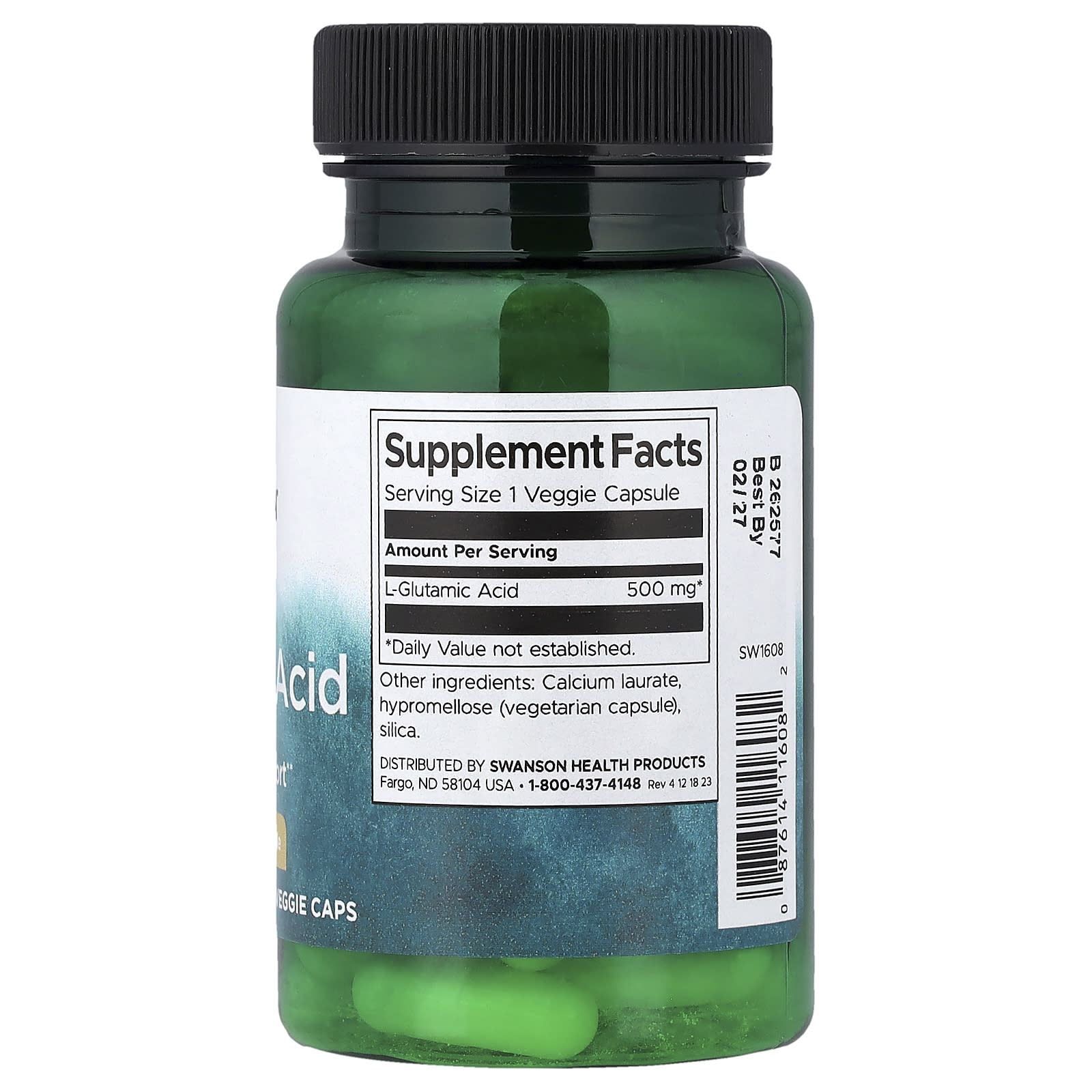 Swanson, Glutamic Acid, 500 mg, 60 Veggie Caps