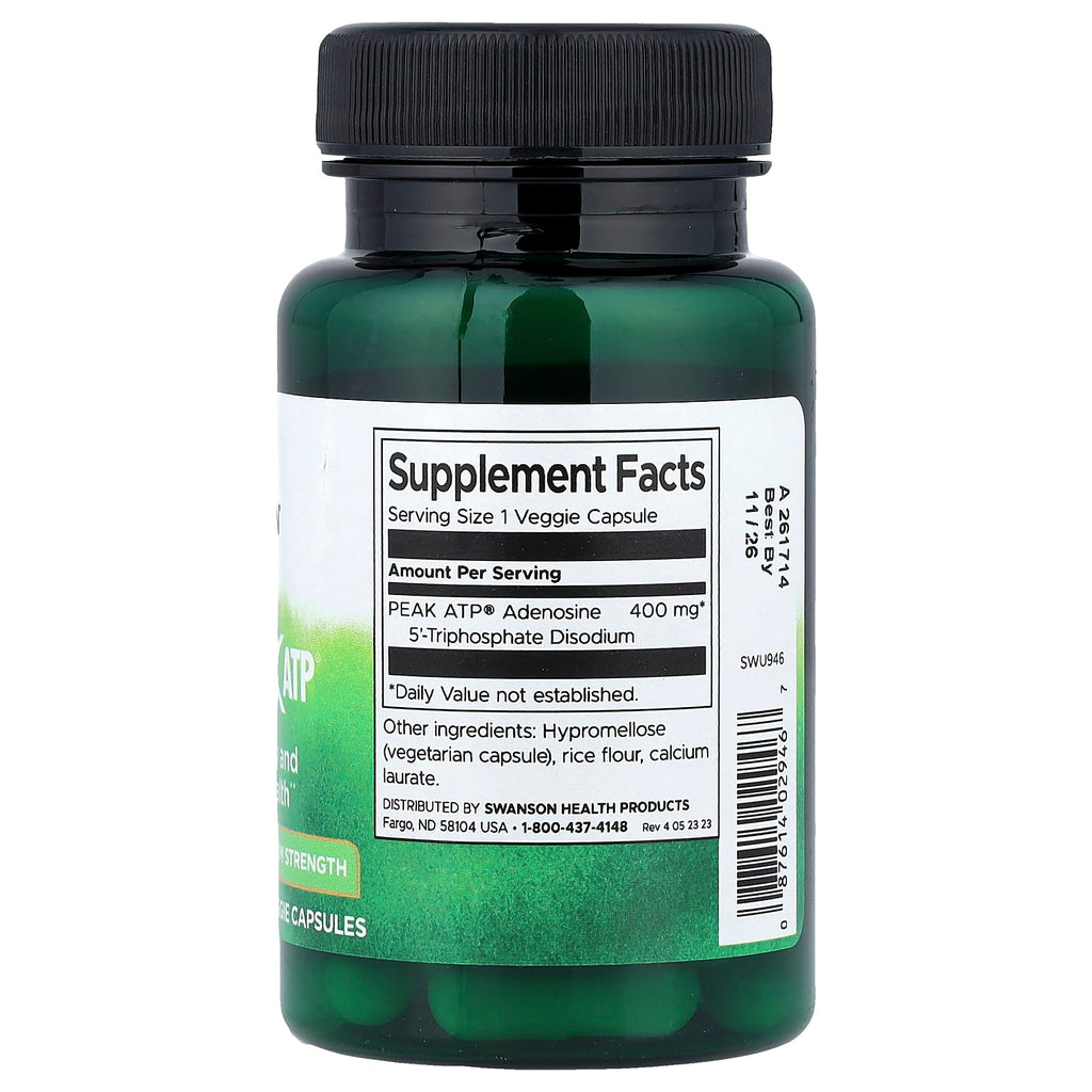 Swanson, Peak ATP®, Maximum Strength, 400 mg, 30 Veggie Capsules