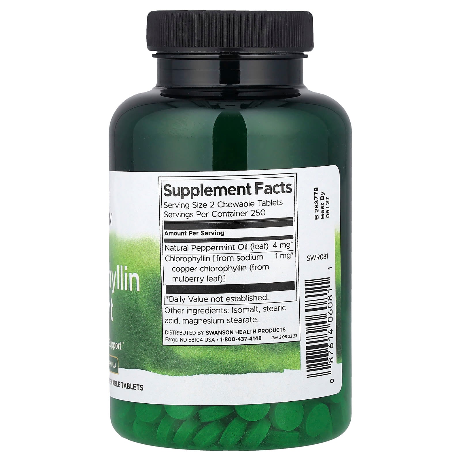 Swanson, Chlorophyllin & Mint, 500 Chewable Tablets