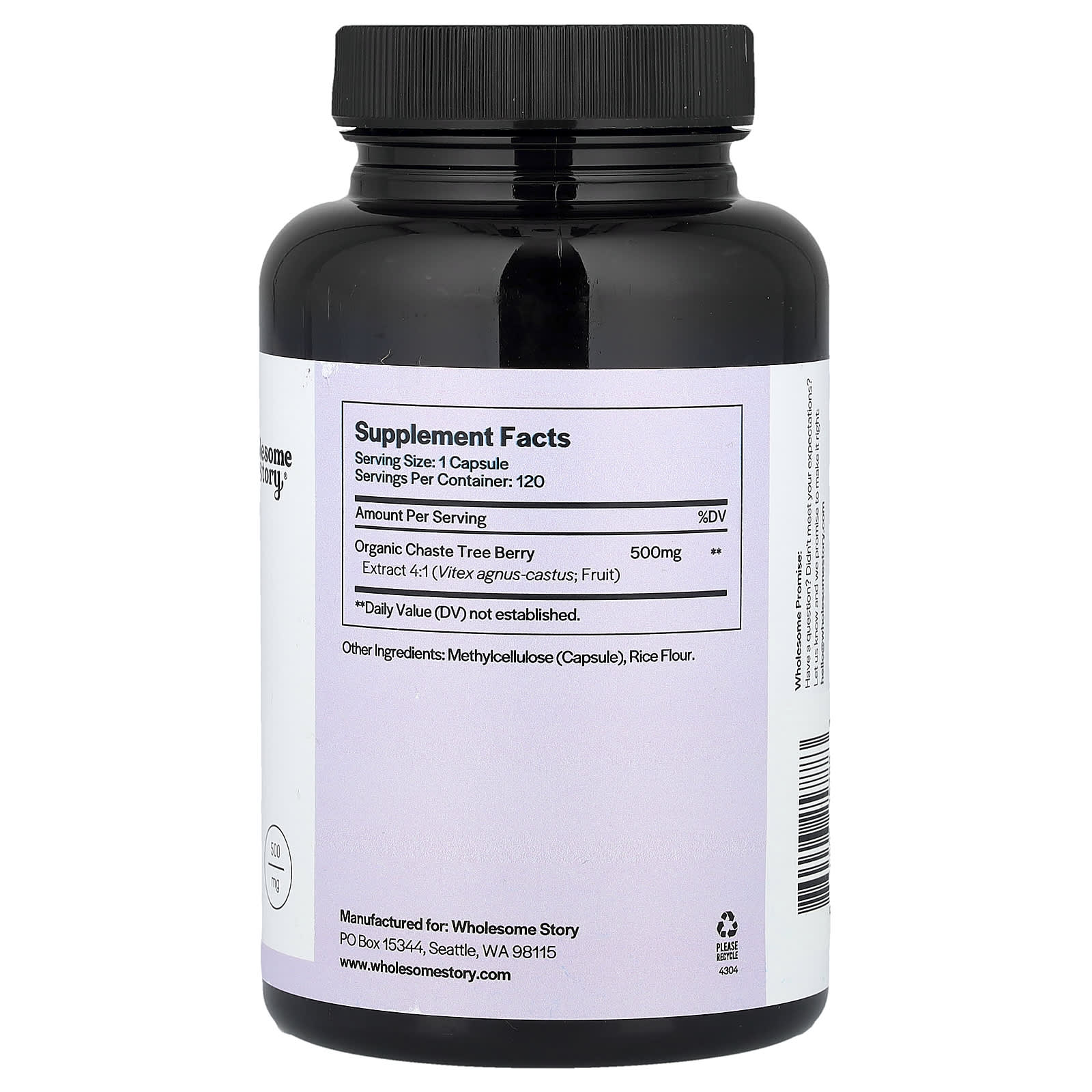 Wholesome Story, Vitex, 120 Vegetarian Capsules (500 mg per Capsule)