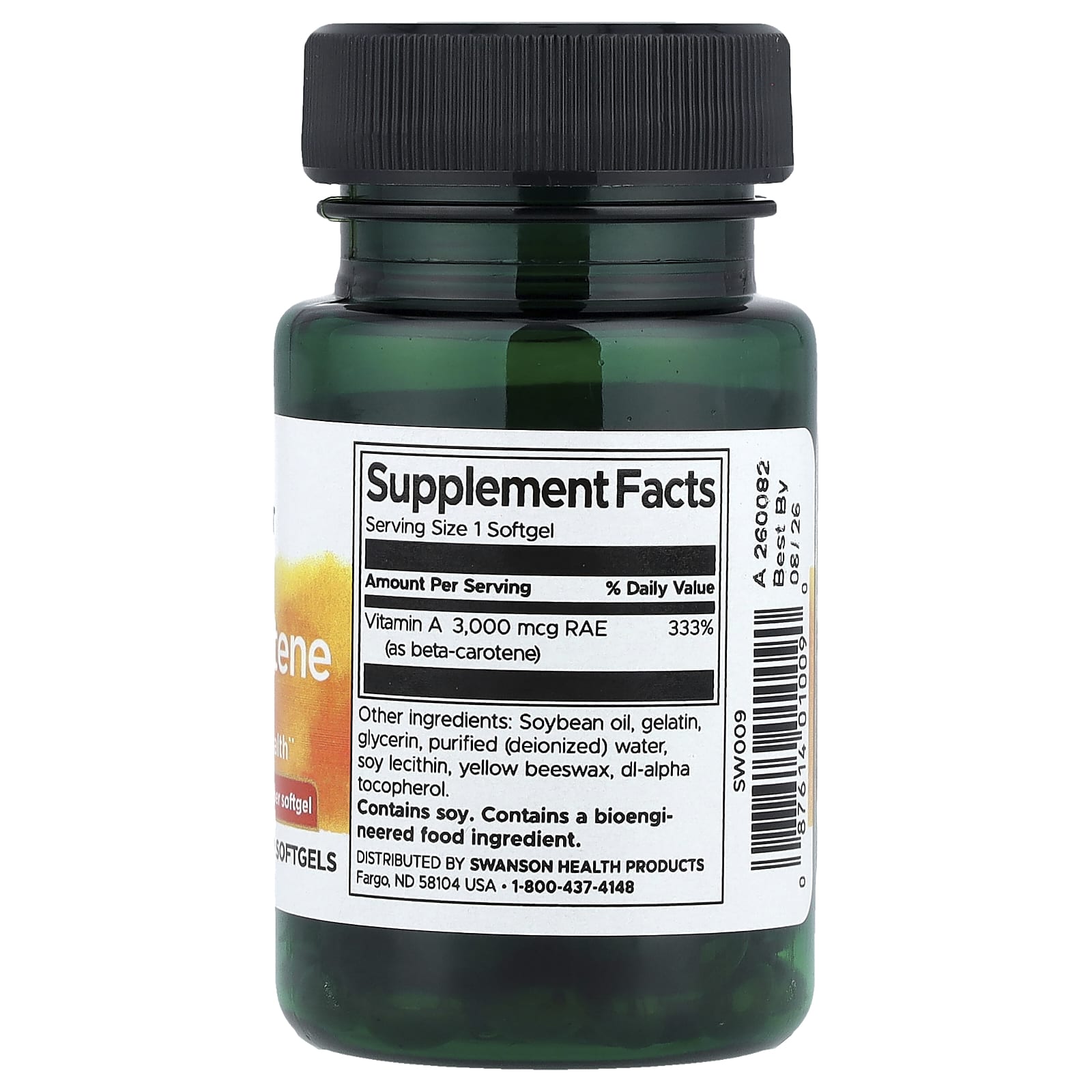 Swanson, Beta Carotene, 10,000 IU (3,000 mcg RAE), 100 Softgels