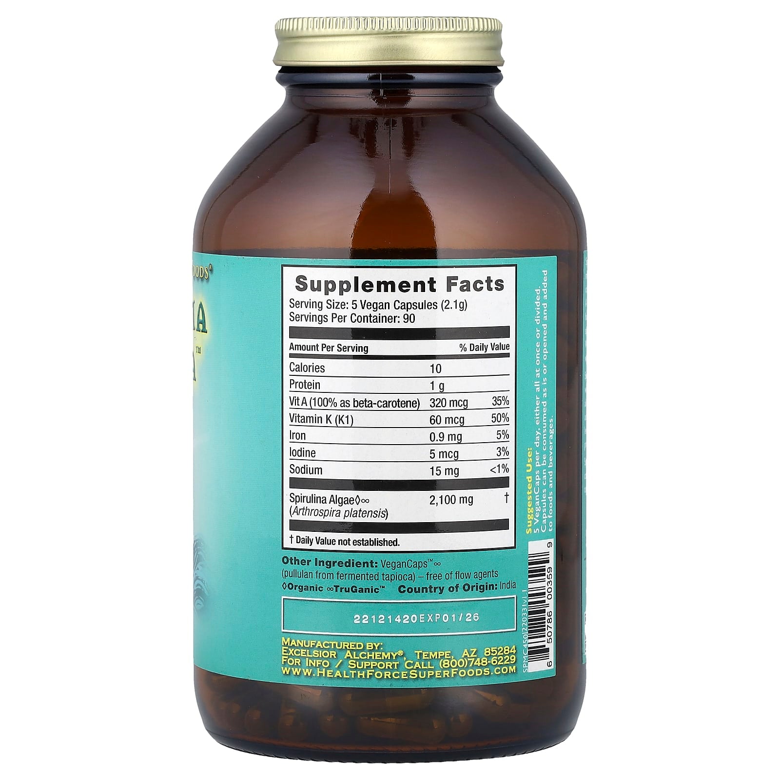 HealthForce Superfoods, Spirulina Manna™, 450 VeganCaps™