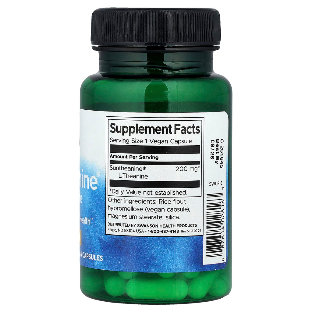 Swanson, Suntheanine® L-Theanine, 200 mg, 60 Vegan Capsules
