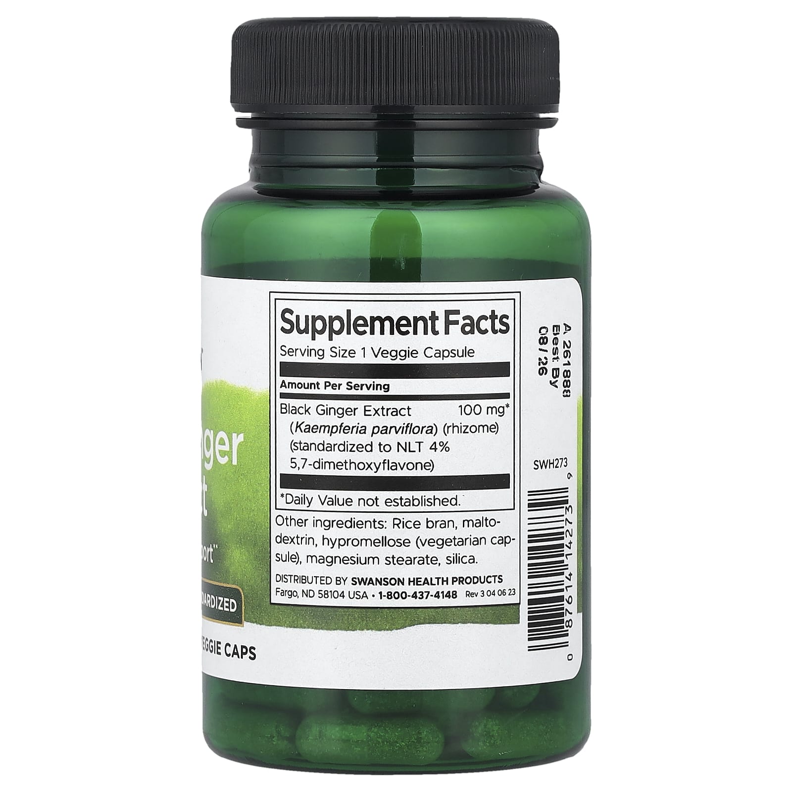 Swanson, Black Ginger Extract, 100 mg, 30 Veggie Caps