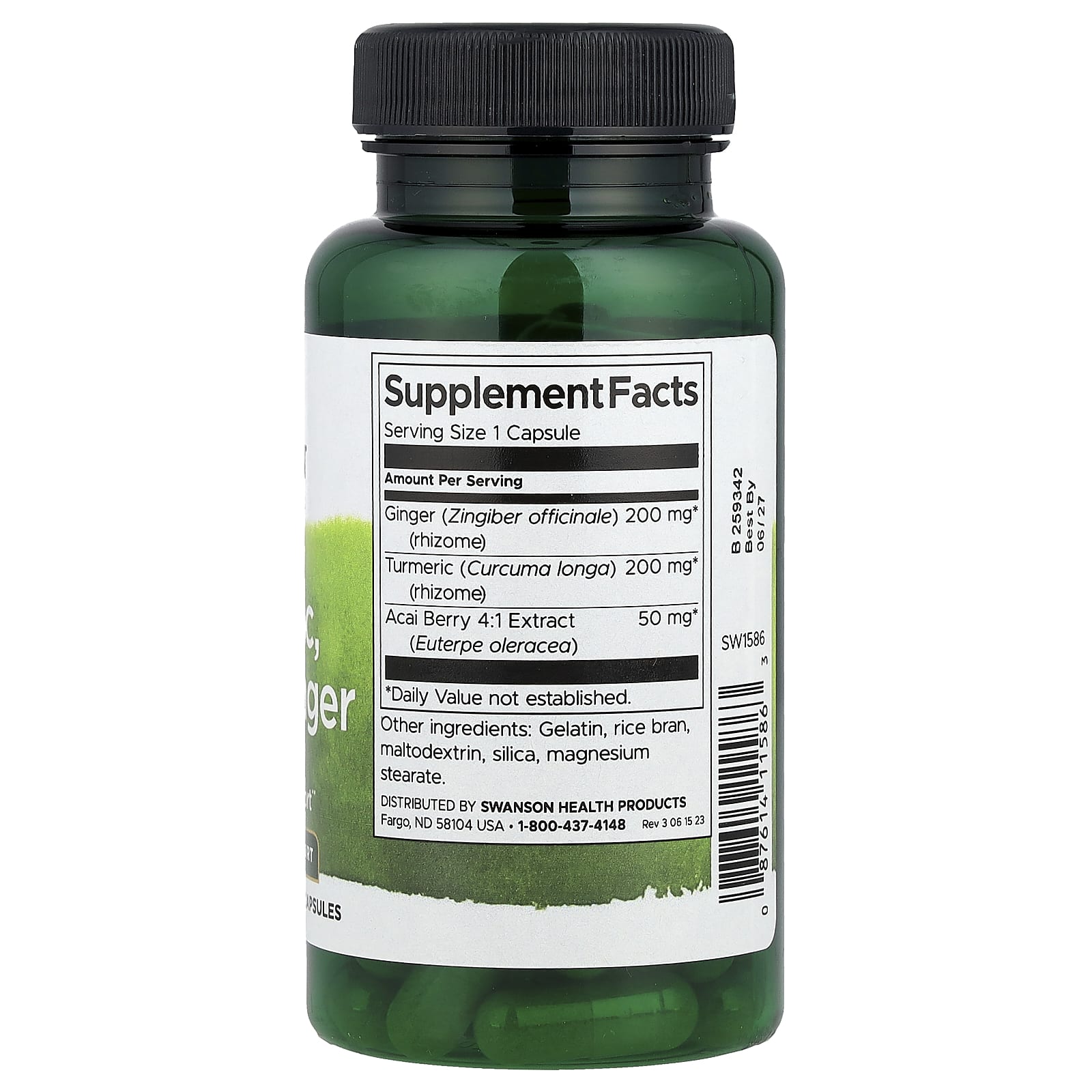 Swanson, Turmeric, Acai & Ginger, 60 Capsules
