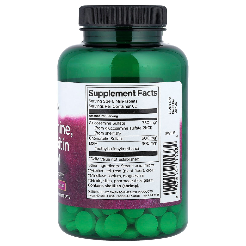 Swanson, Glucosamine, Chondroitin & MSM, 360 Mini Tablets