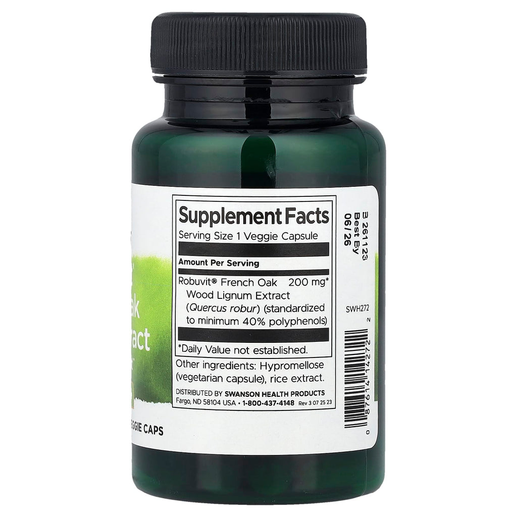 Swanson, Robuvit® French Oak Wood Extract, 200 mg, 30 Veggie Caps