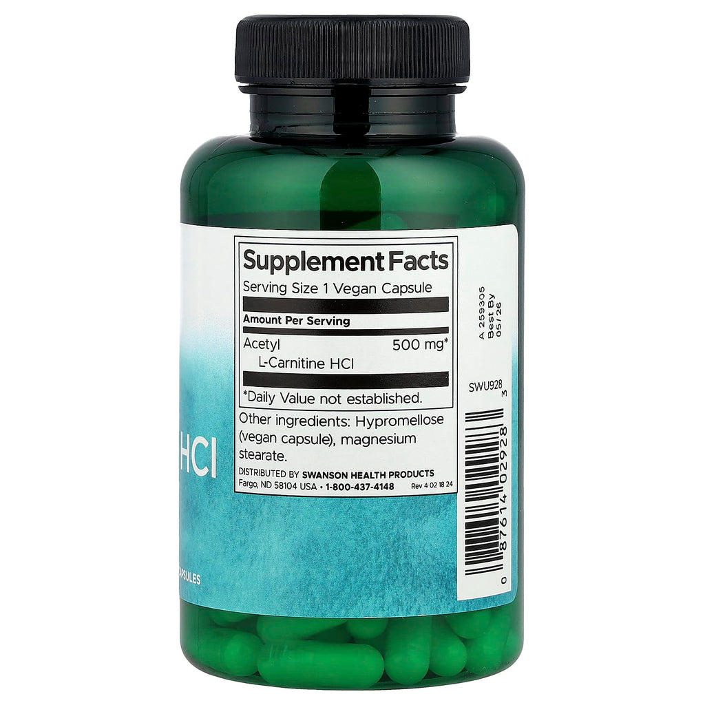Swanson, Acetyl L-Carnitine HCl, 500 mg, 120 Vegan Capsules