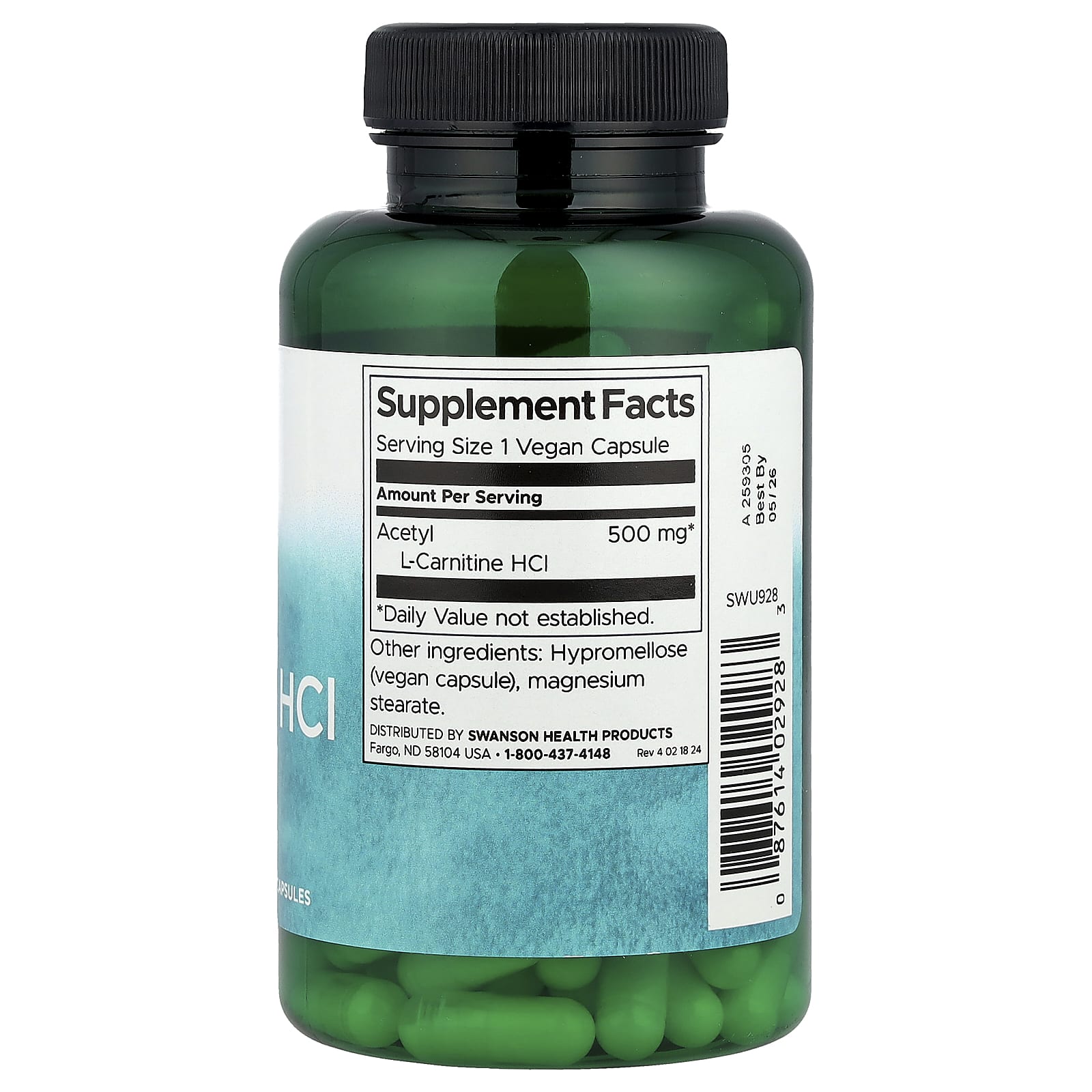 Swanson, Acetyl L-Carnitine HCl, 500 mg, 120 Vegan Capsules