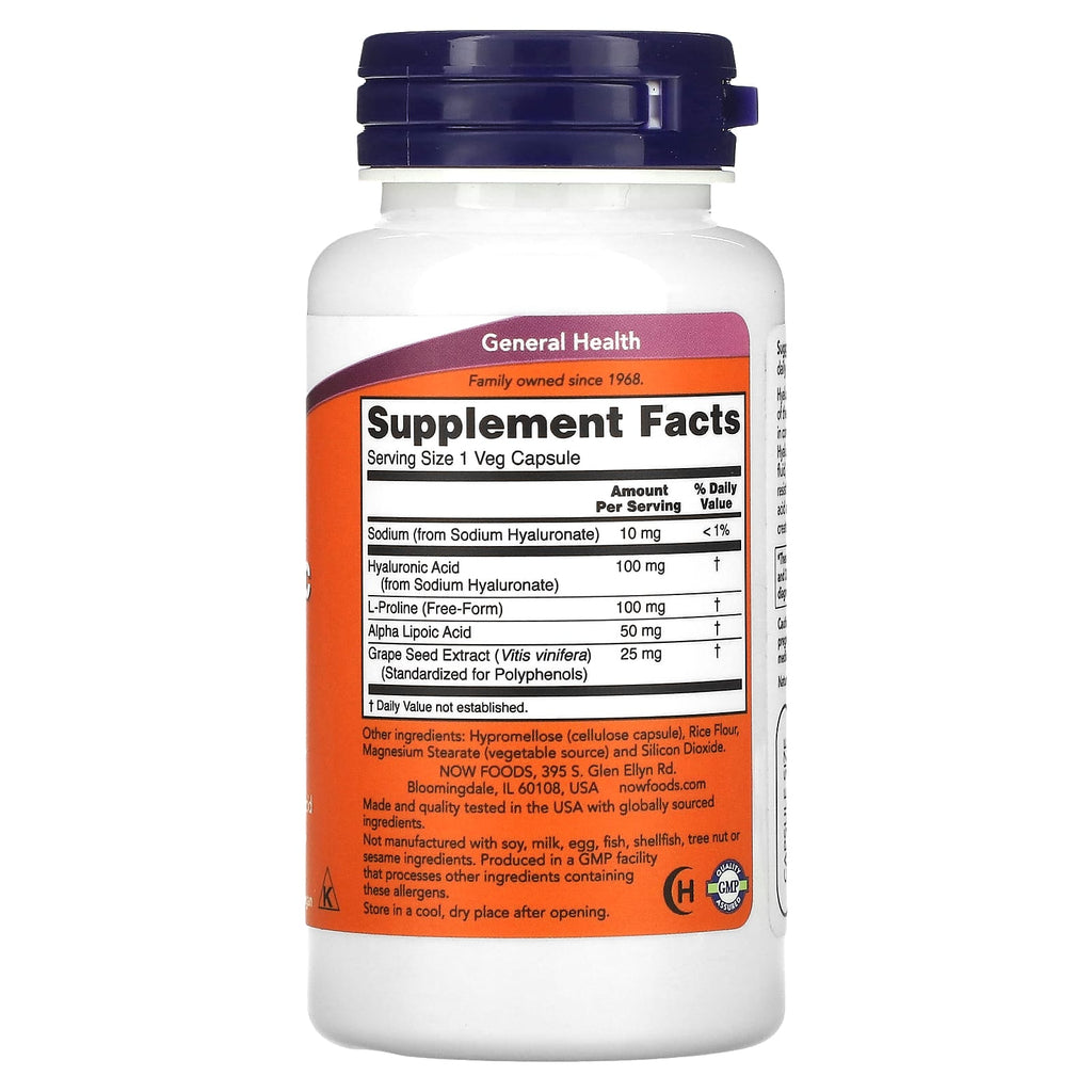 NOW Foods, Hyaluronic Acid, 100 mg, 60 Veg Capsules