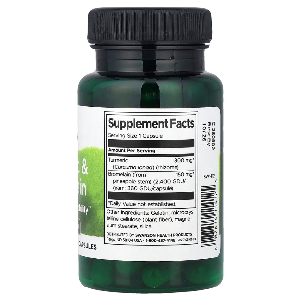 Swanson, Turmeric & Bromelain, 60 Capsules