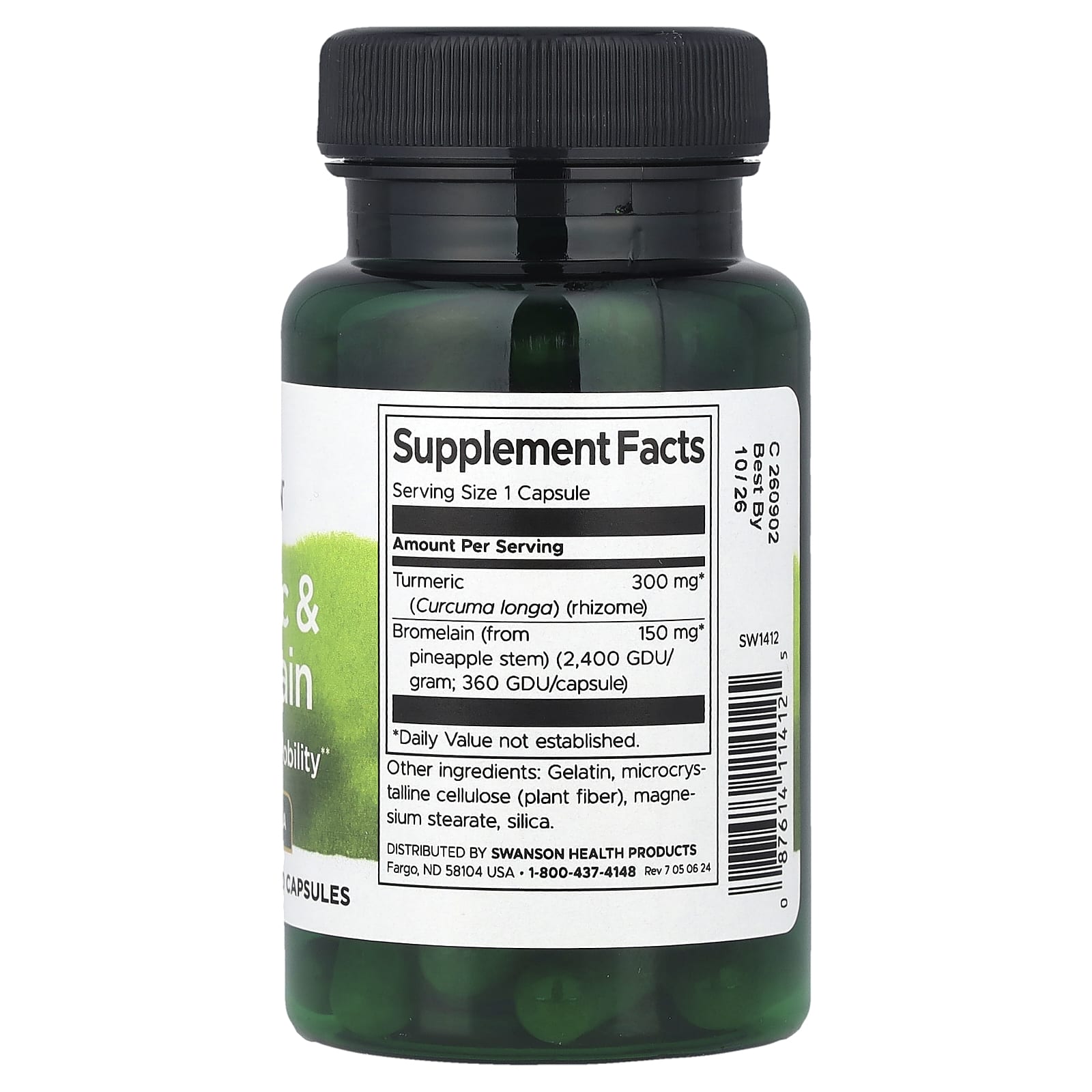 Swanson, Turmeric & Bromelain, 60 Capsules