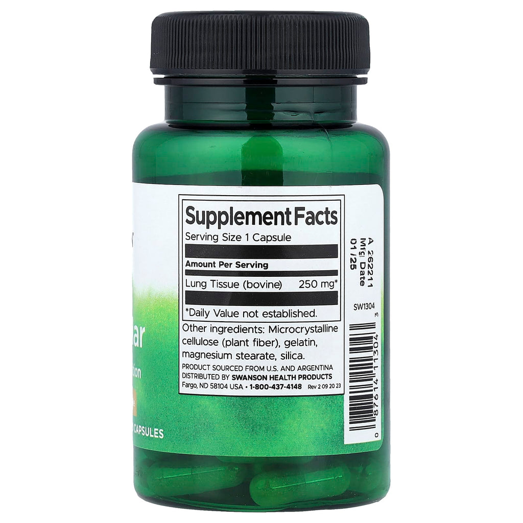 Swanson, Lung Glandular, 250 mg, 60 Capsules