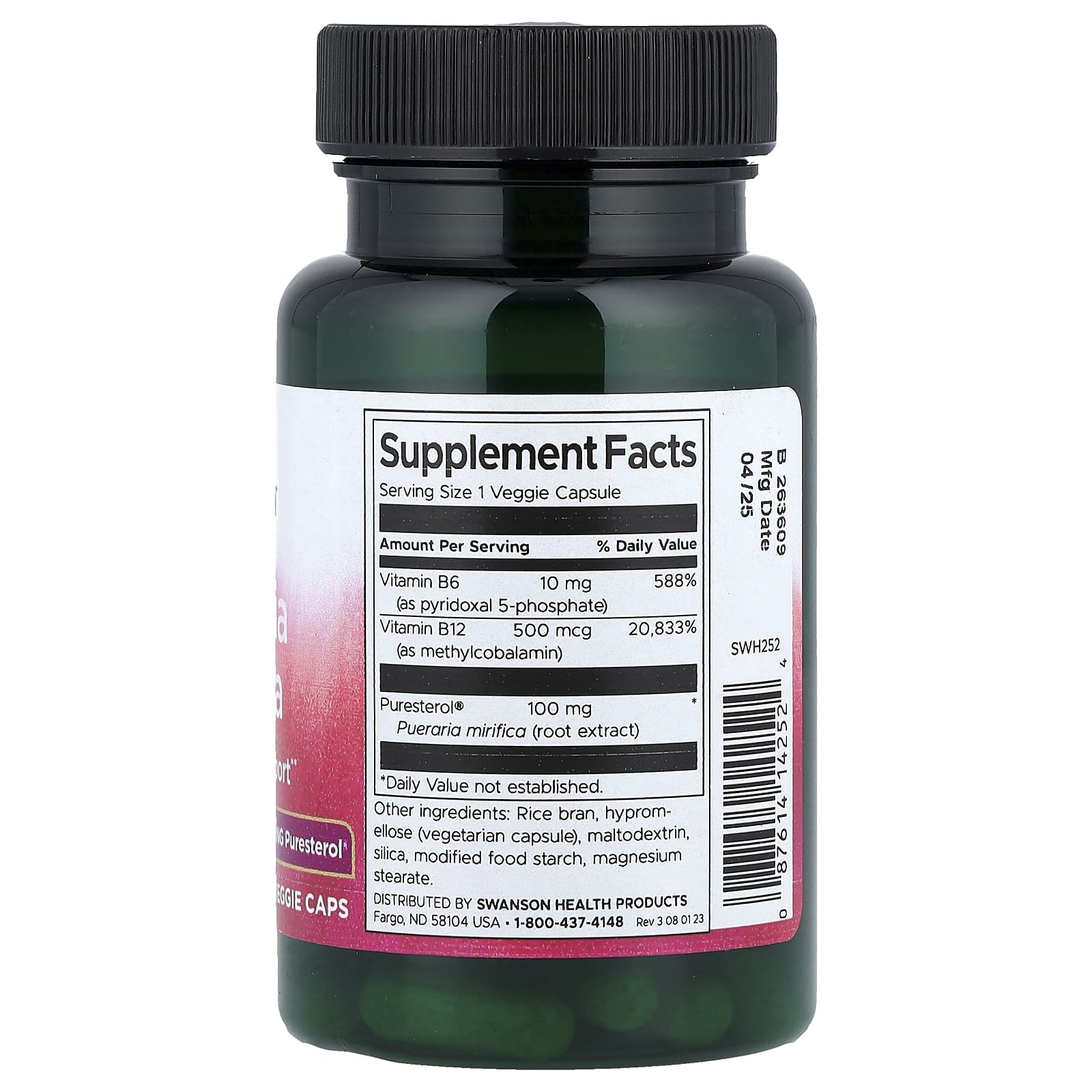 Swanson, Pueraria Mirifica with Vitamins B6 & B12, 60 Veggie Caps