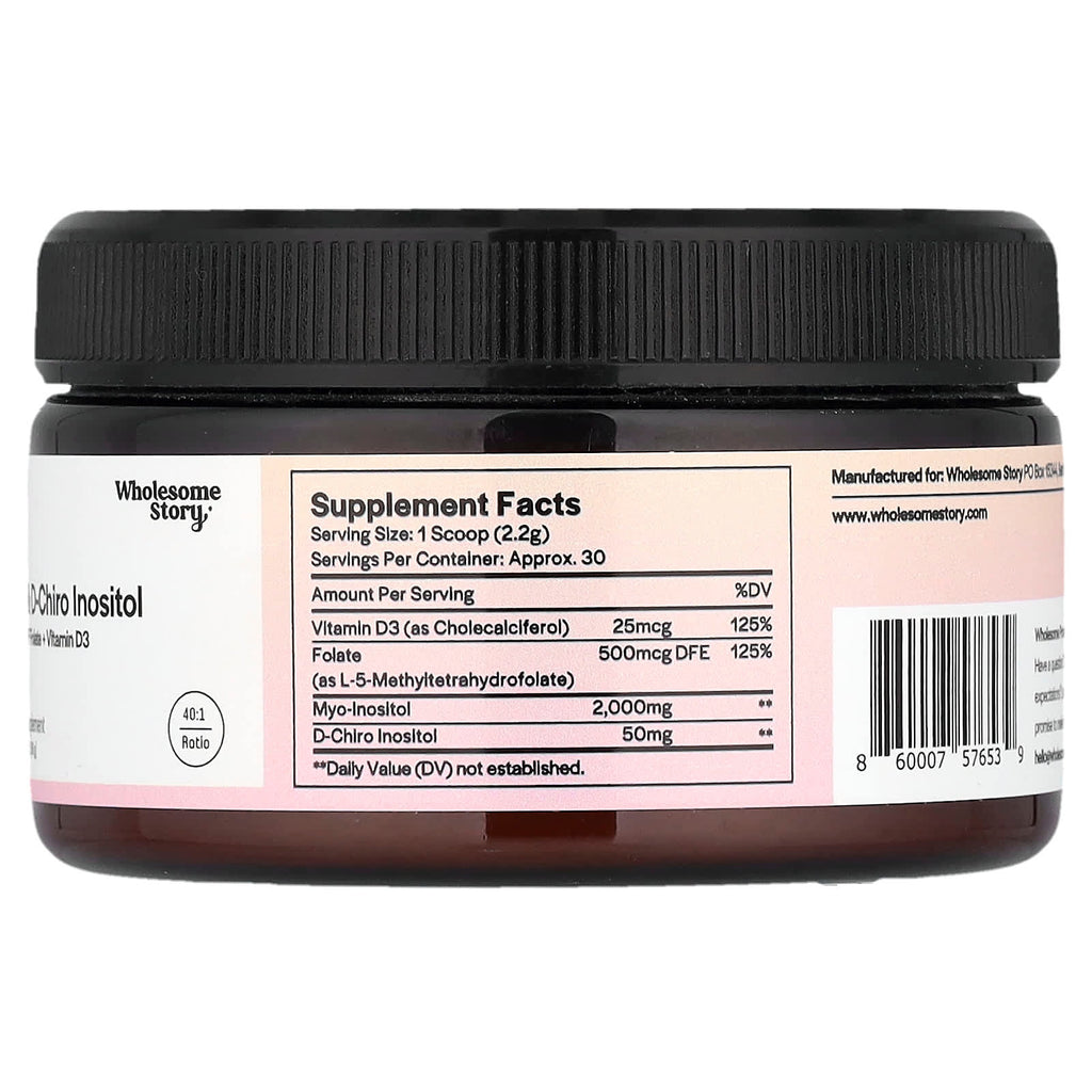 Wholesome Story, Myo & D-Chiro Inositol with MTHF Folate + Vitamin D3 Powder, 2.33 oz (66 g)