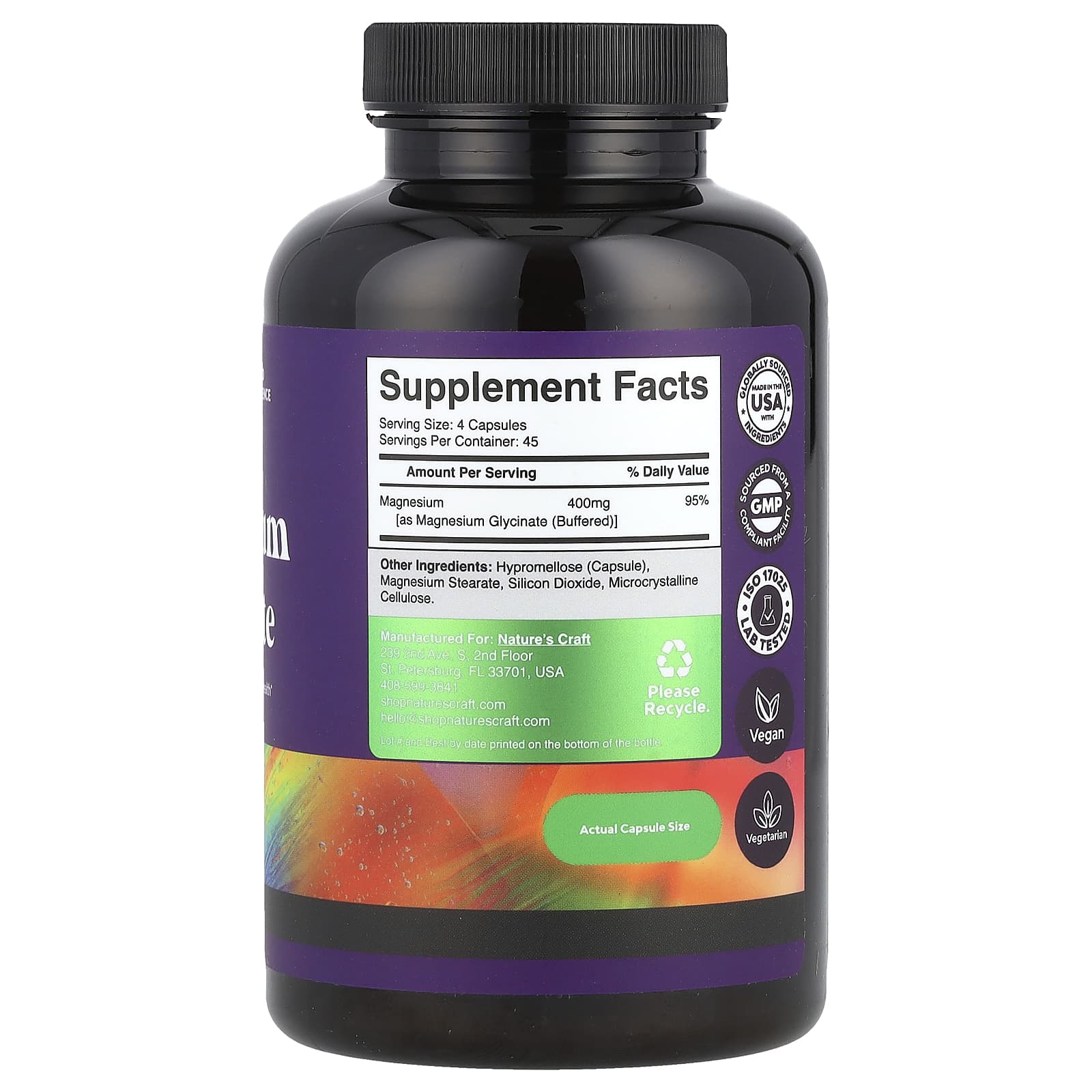 Nature's Craft, Magnesium Glycinate, 180 Capsules (100 mg per Capsule)
