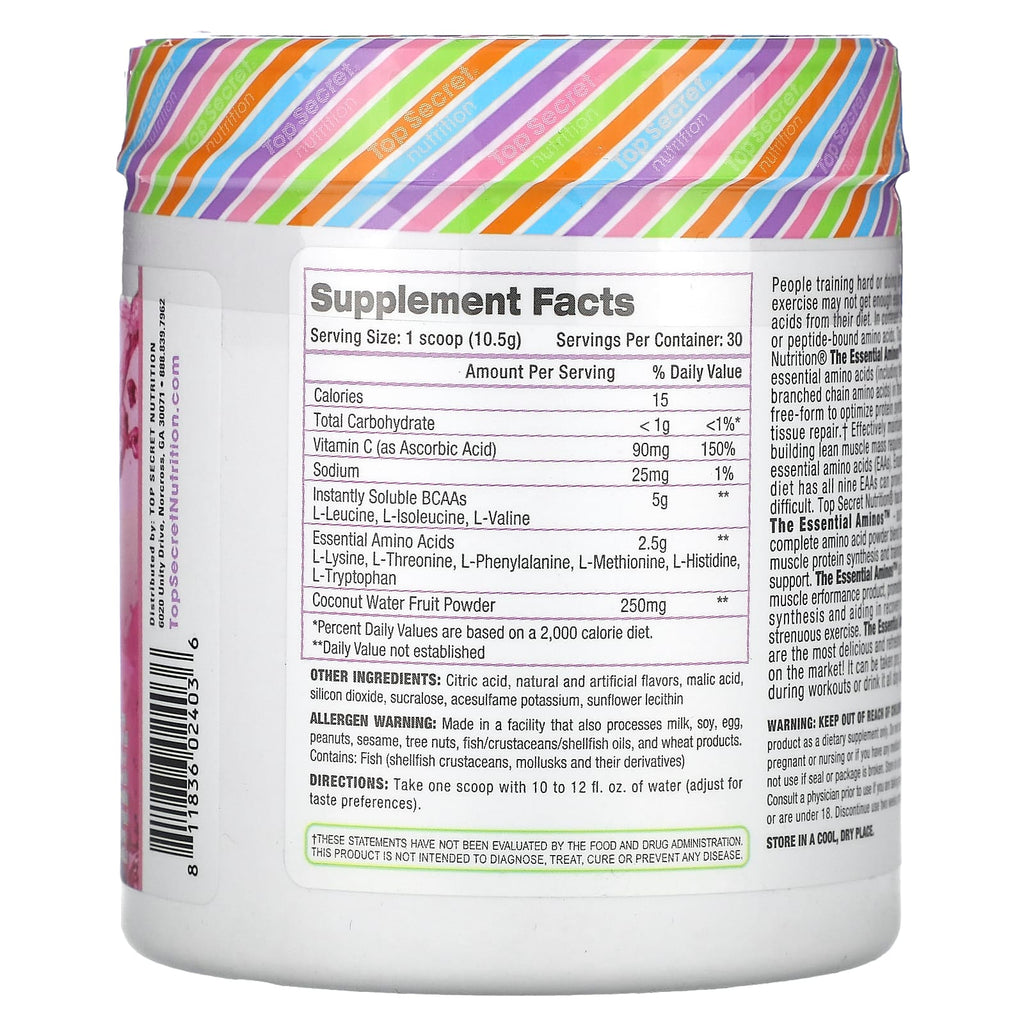 Top Secret Nutrition, The Essential Aminos, Raspberry Sherbet, 11.11 oz (315 g)