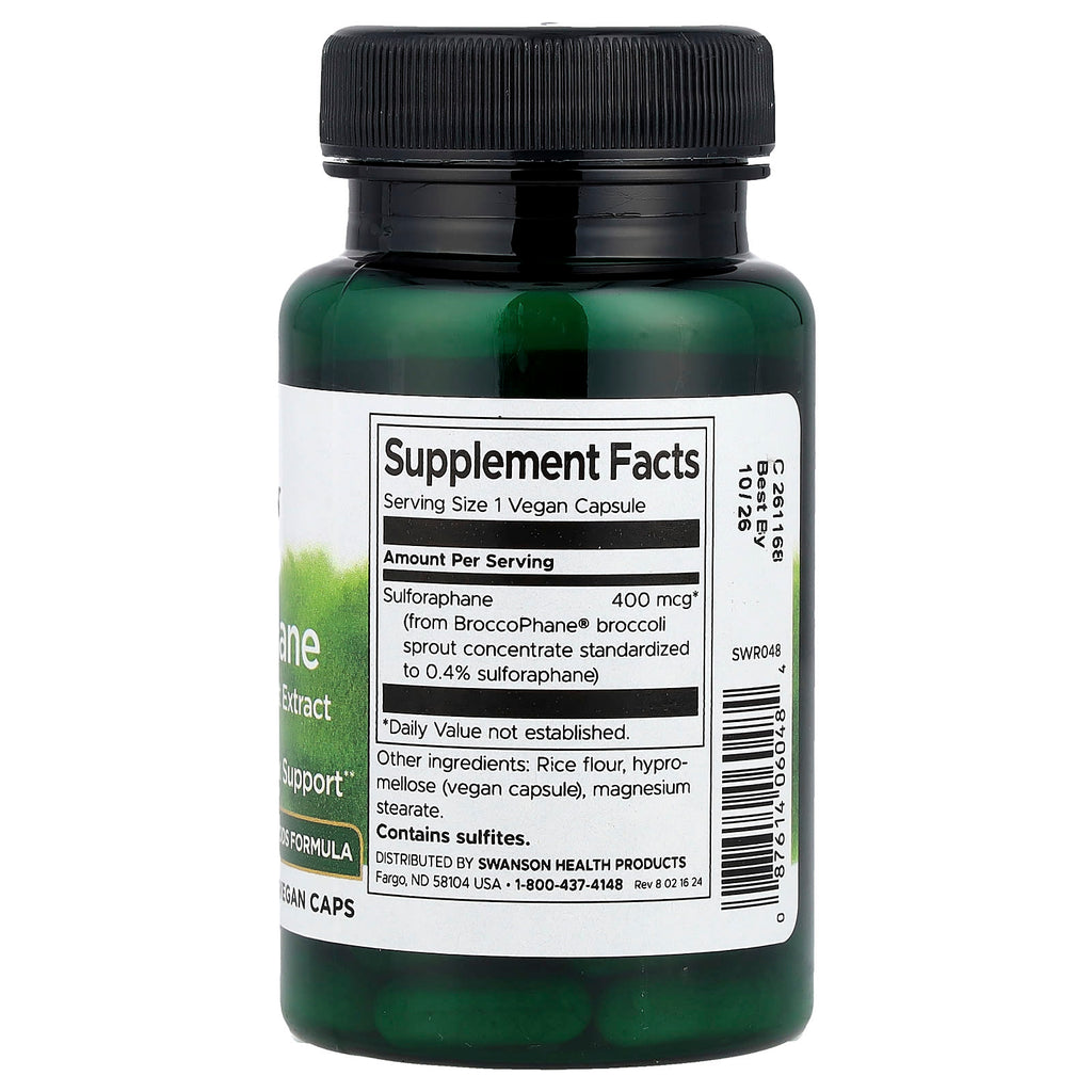 Swanson, Sulforaphane from Broccoli Sprout Extract, 400 mcg, 60 Vegan Caps