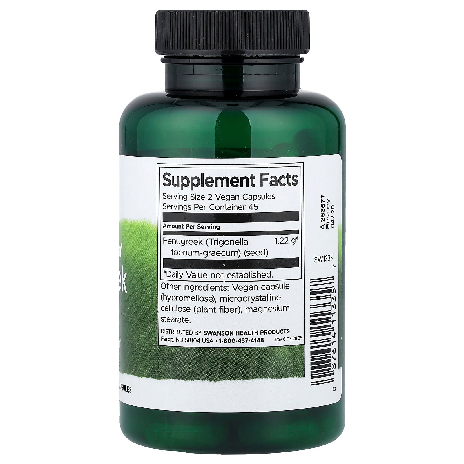 Swanson, Full Spectrum® Fenugreek Seed, 90 Vegan Capsules (610 mg per Capsule)